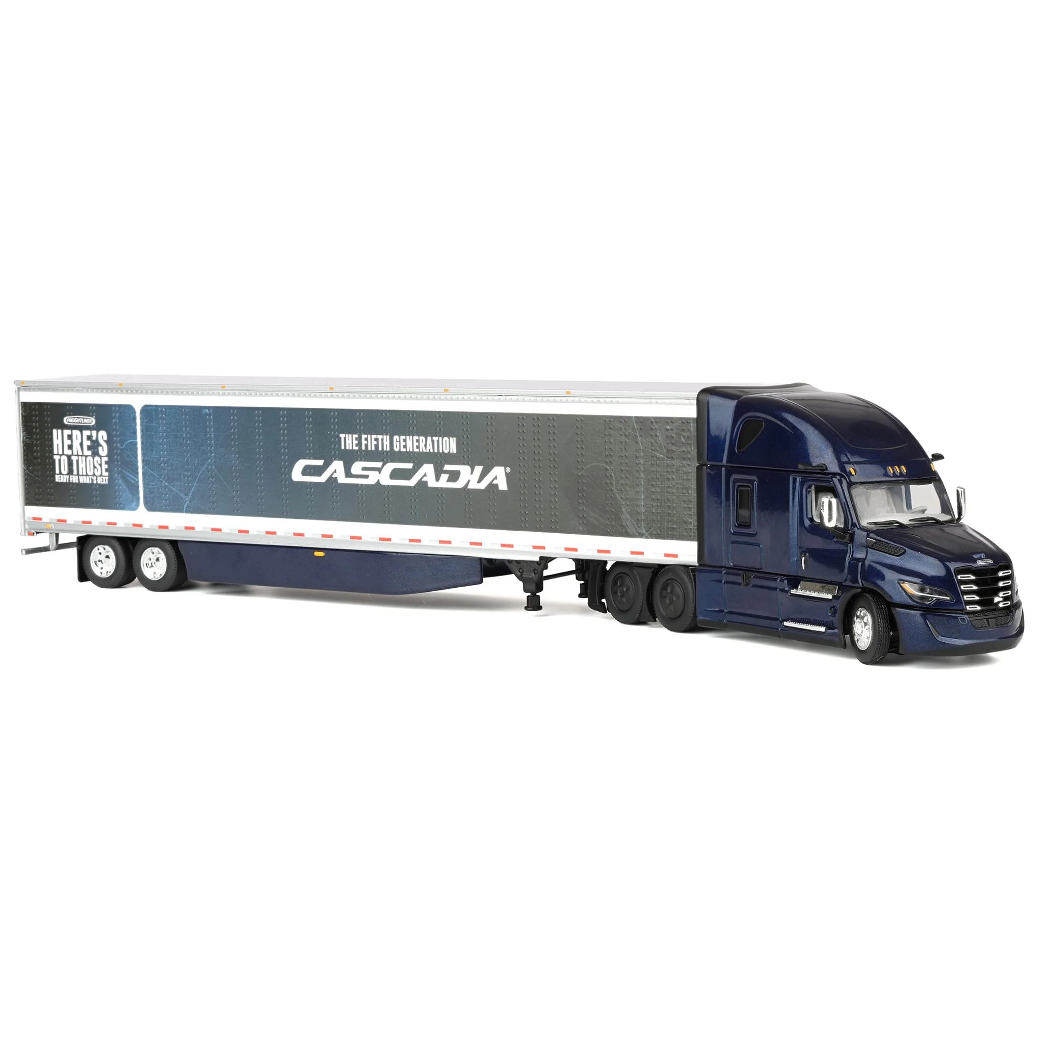 1/64 Freightliner Cascadia Fifth Generation Semi Truck with Raised Roof Sleeper, Freightliner Midnight, DCP by First Gear - Image 2