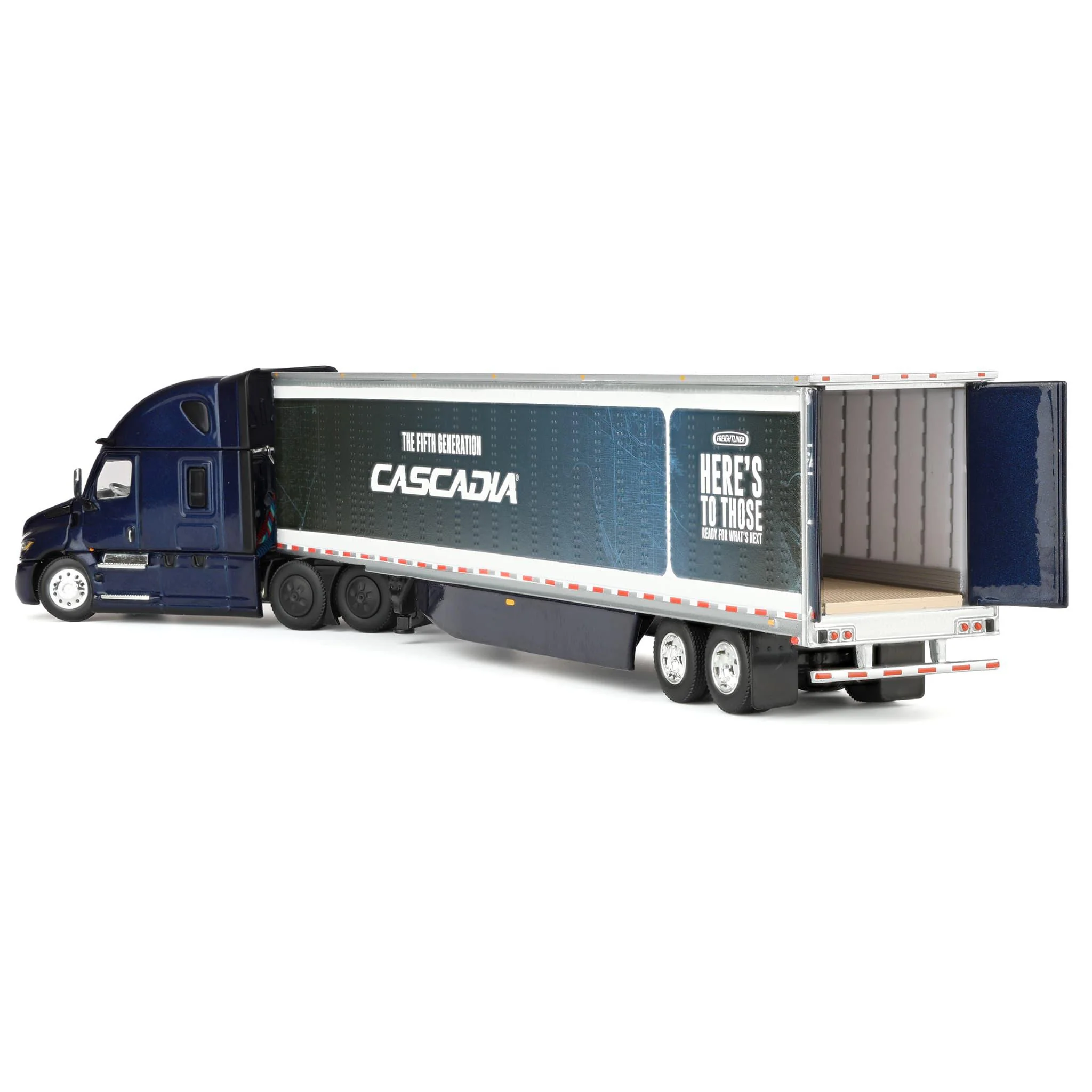 1/64 Freightliner Cascadia Fifth Generation Semi Truck with Raised Roof Sleeper, Freightliner Midnight, DCP by First Gear - Image 4