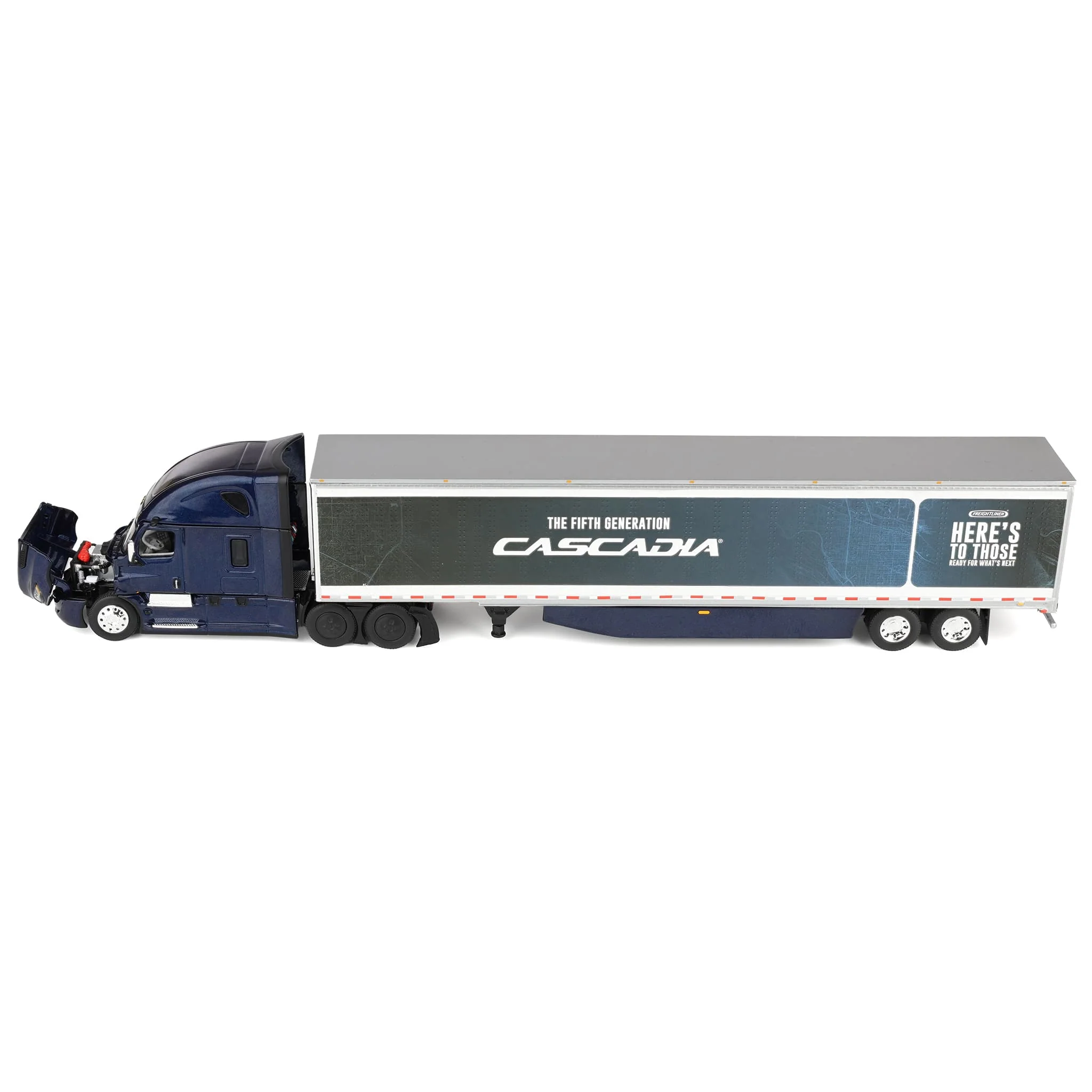 1/64 Freightliner Cascadia Fifth Generation Semi Truck with Raised Roof Sleeper, Freightliner Midnight, DCP by First Gear - Image 5