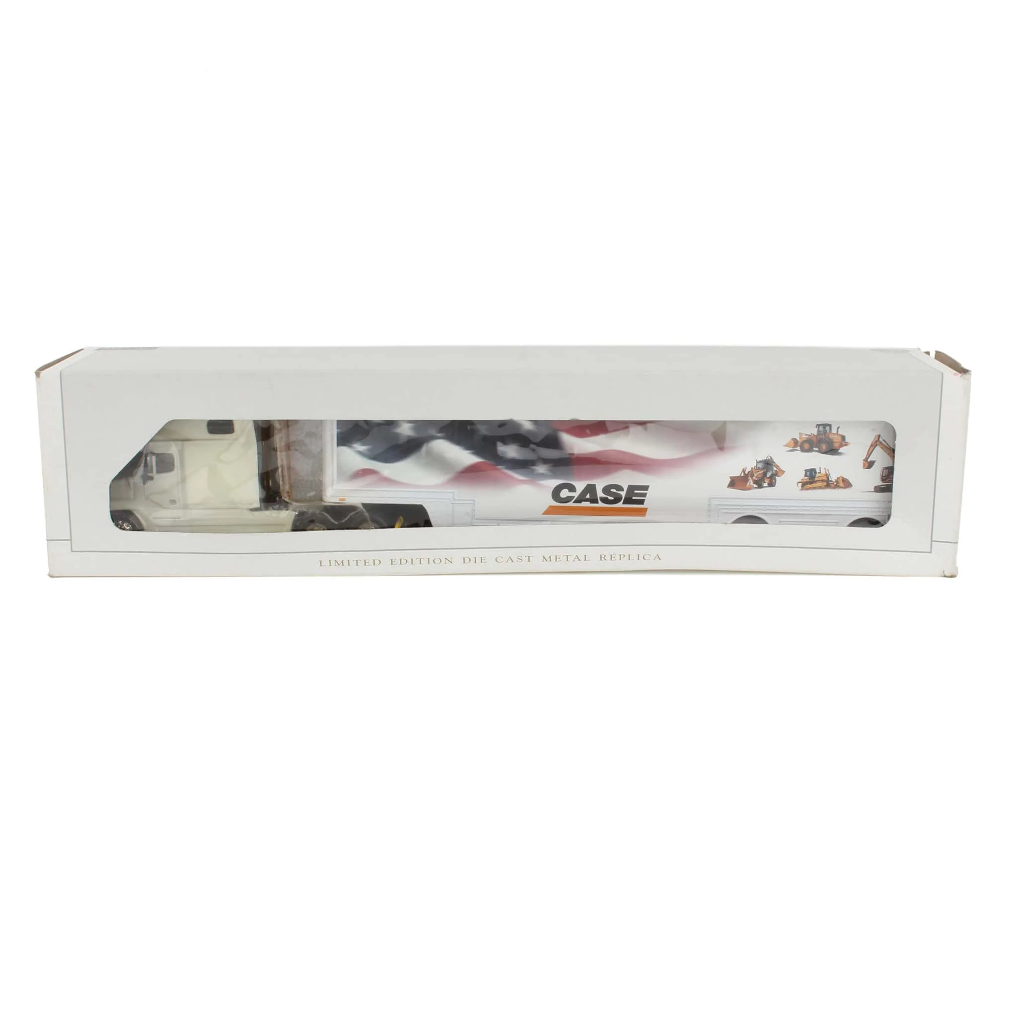 1/64 Freightliner Semi Featuring American Flag Deco with Case Construction Equipment by SpecCast
