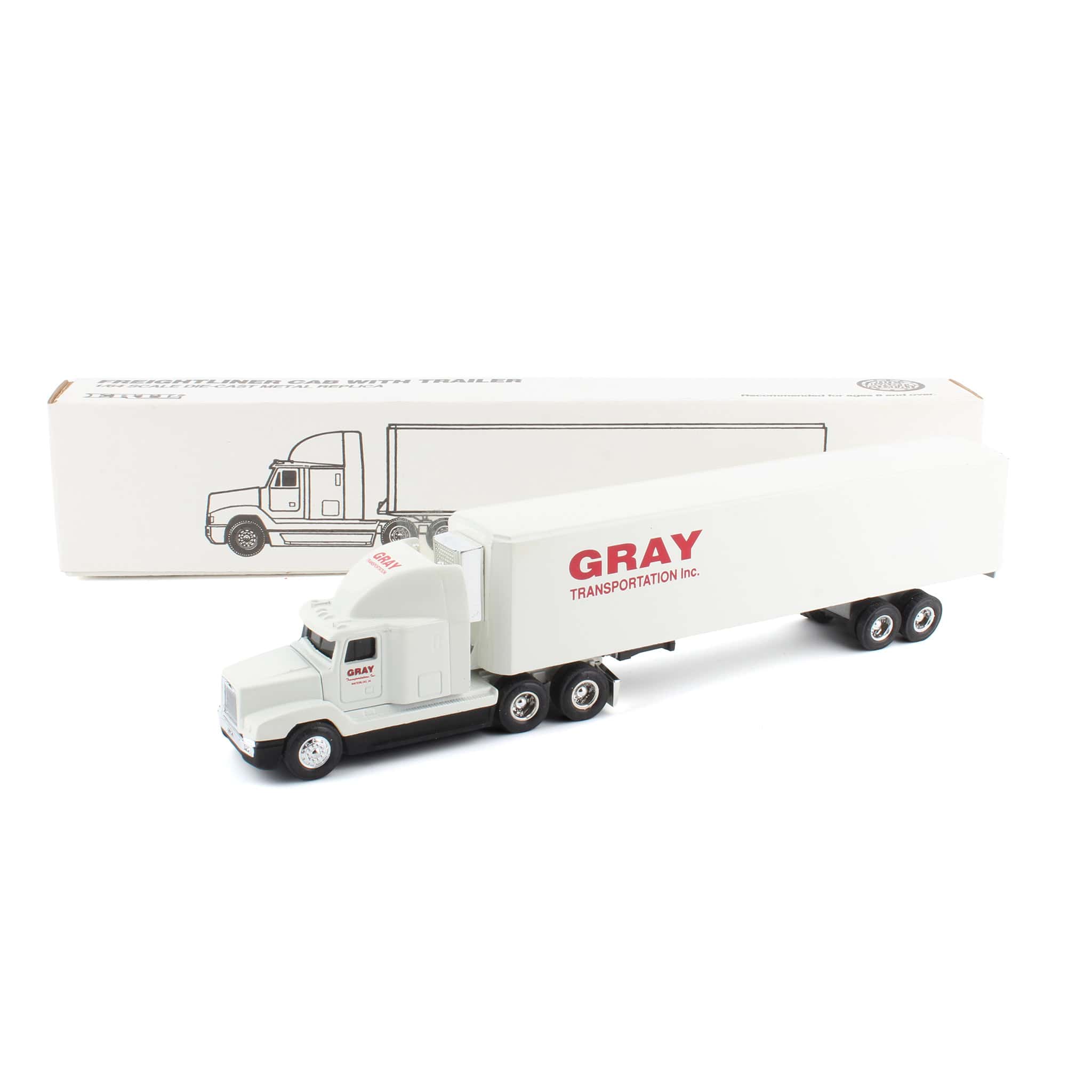 1/64 Freightliner Semi Truck with Trailer by ERTL, Gray Transportation