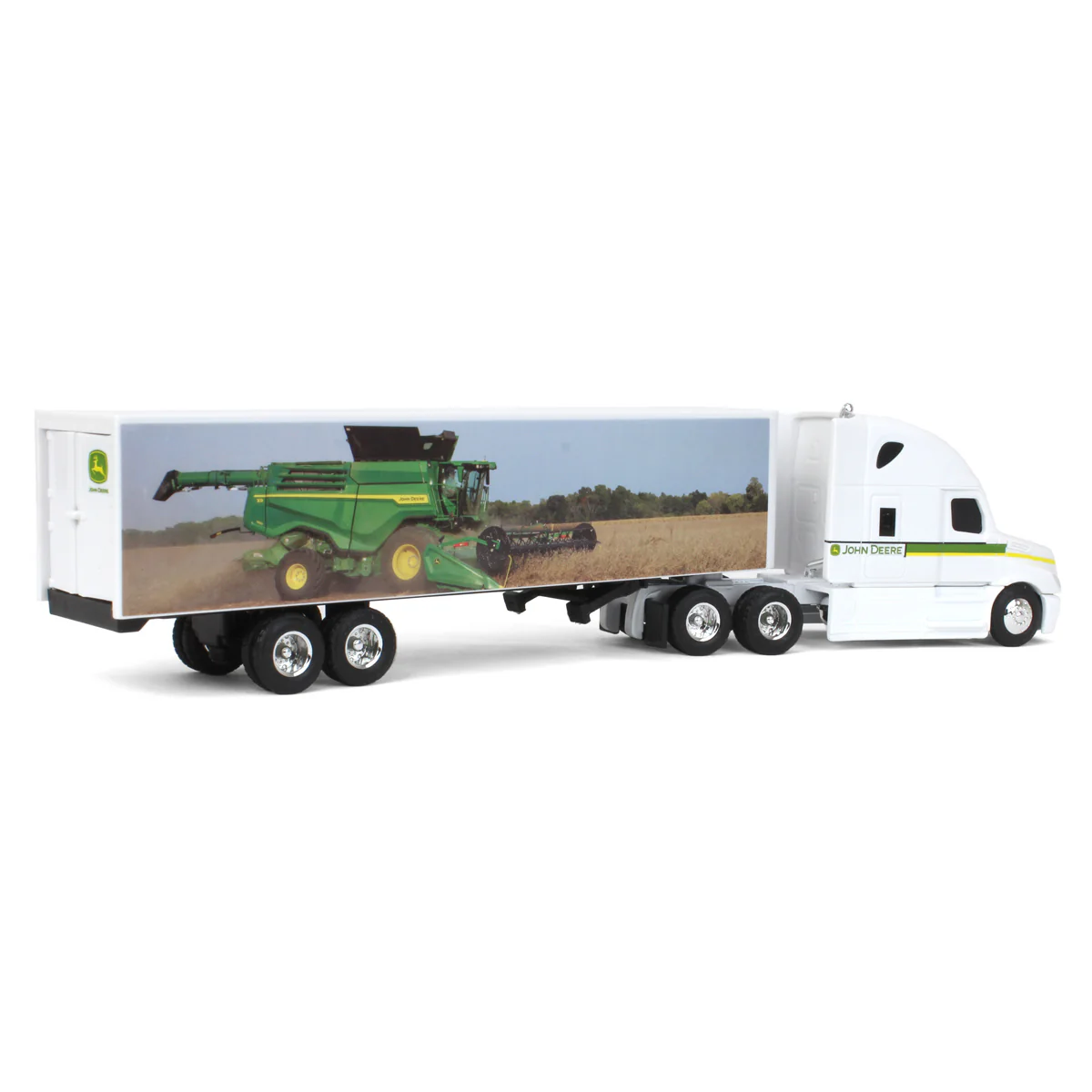 1/64 Freightliner Semi Truck with John Deere X9 Combine Graphics on Trailer by ERTL - Image 3