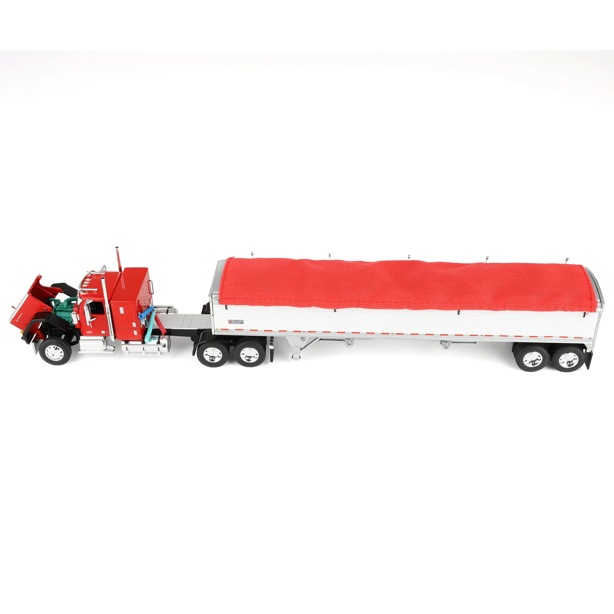 1/64 GMC General Semi Truck with Tandem Axle Wilson Pacesetter Grain Trailer, Red/White, DCP by First Gear - Image 5