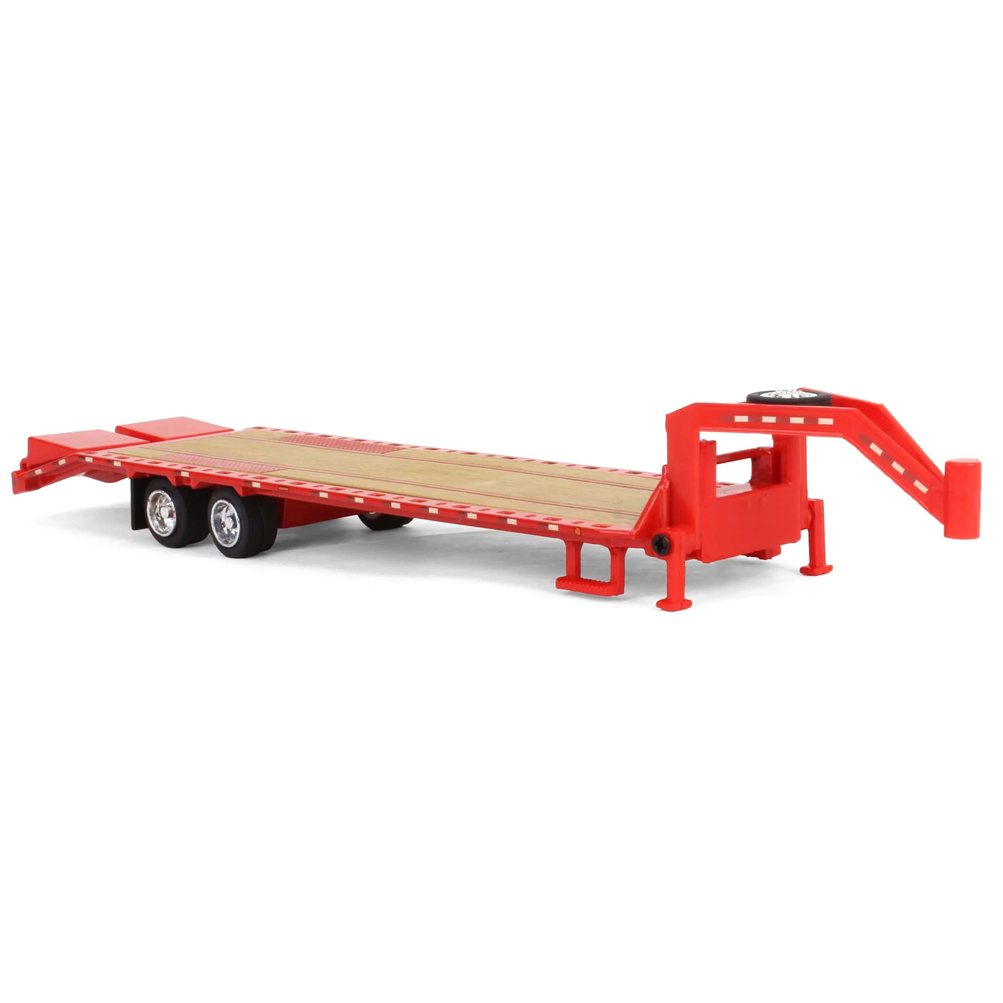 1/64 Gooseneck Trailer, Red with Red & White Conspicuity Stripes, GreenLight Hobby Exclusive - Image 2
