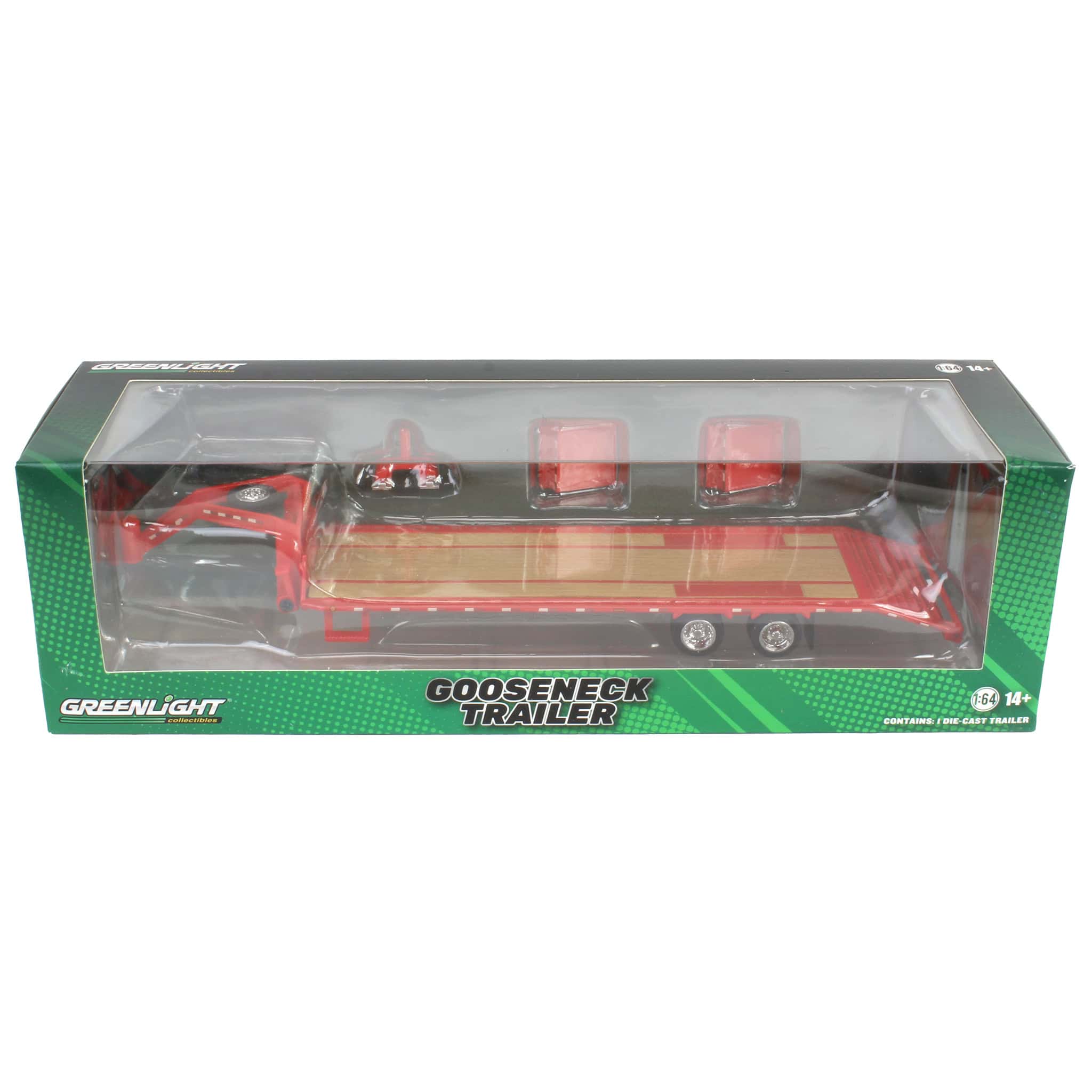 1/64 Gooseneck Trailer, Red with Red & White Conspicuity Stripes, GreenLight Hobby Exclusive - Image 5
