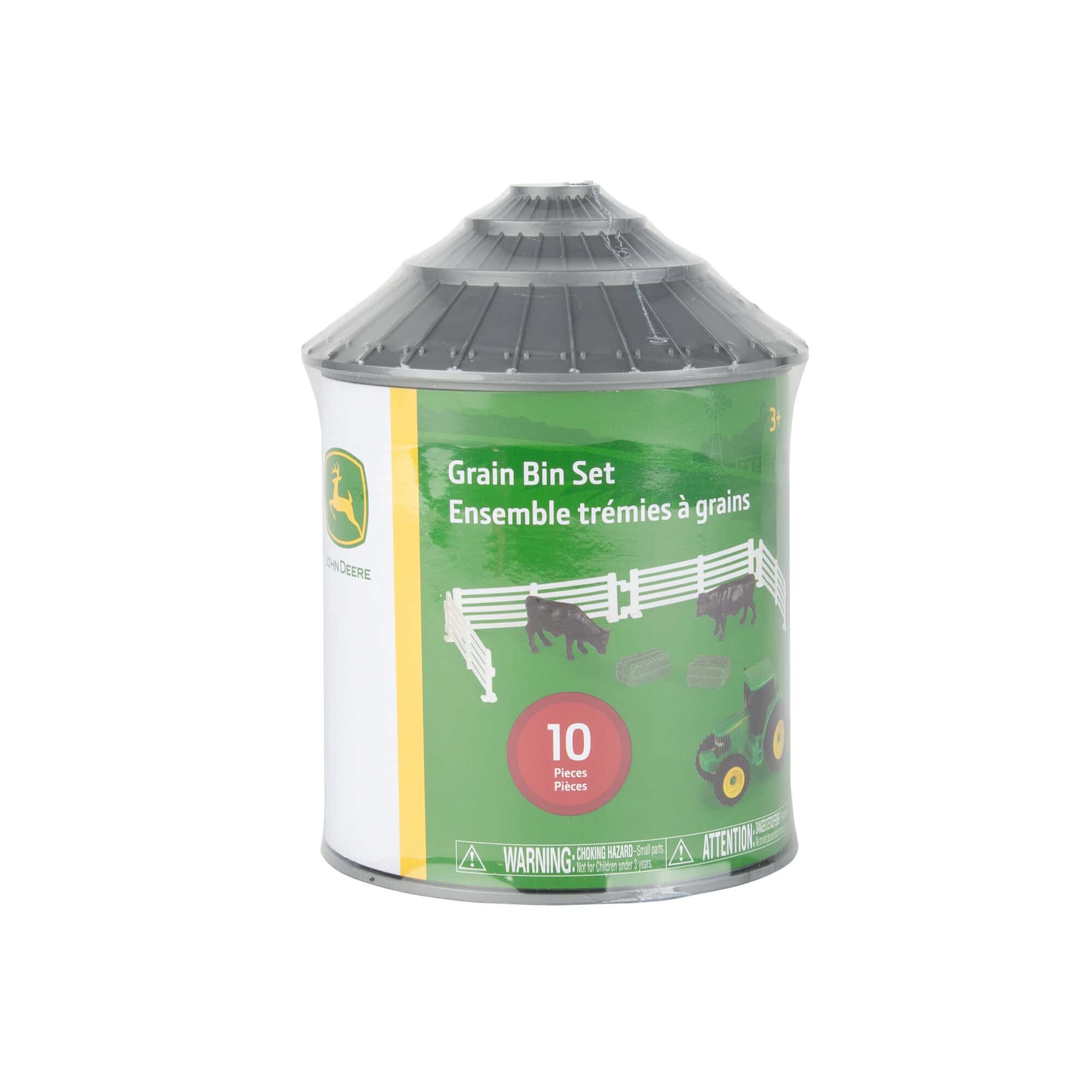 1/64 John Deere Grain Bin Set by ERTL with Tractor, Cattle, Hay Bales & Fence - Image 6