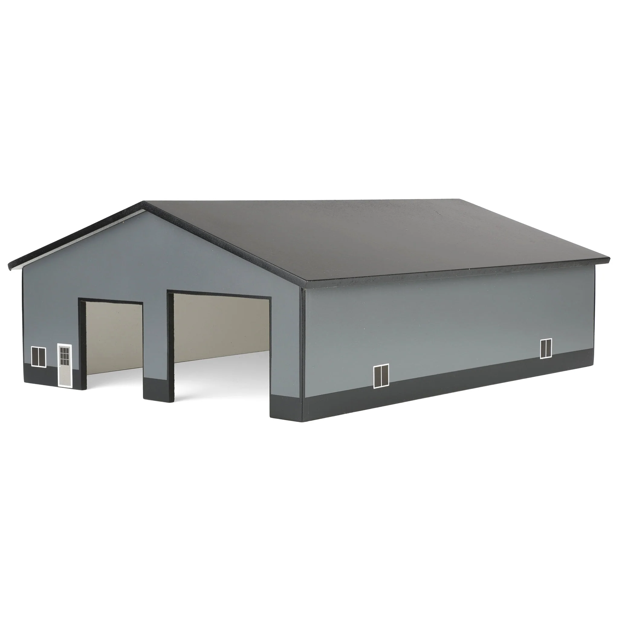 1/64 Gray & Black 2 Door 60ft x 80ft Wooden Tractor or Truck Shop - Image 2