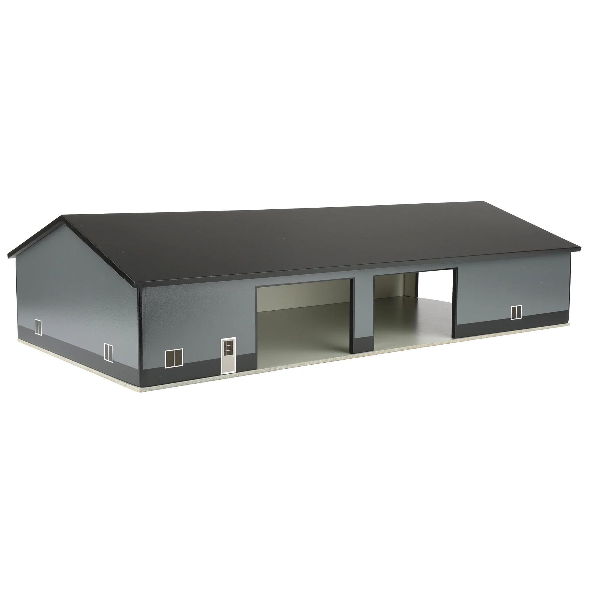1/64 Gray & Black 60ft x 120ft Wooden Implement Shed with Double Side Doors - Image 2