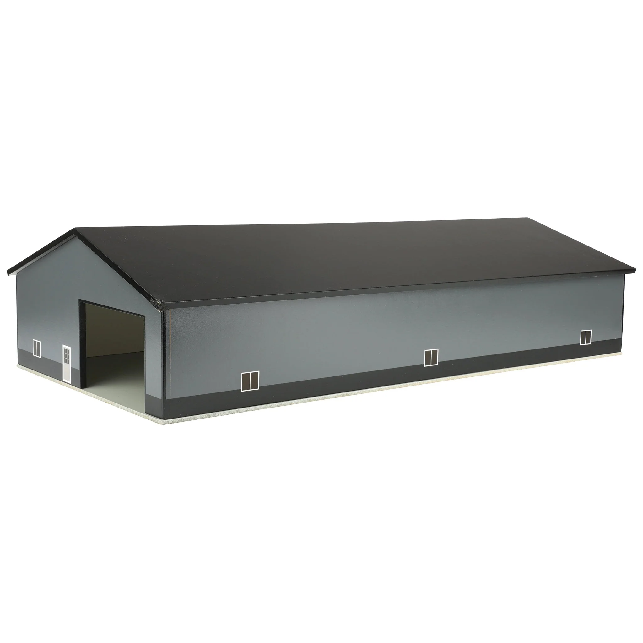 1/64 Gray & Black 60ft x 120ft Wooden Implement Shed with Double Side Doors - Image 4