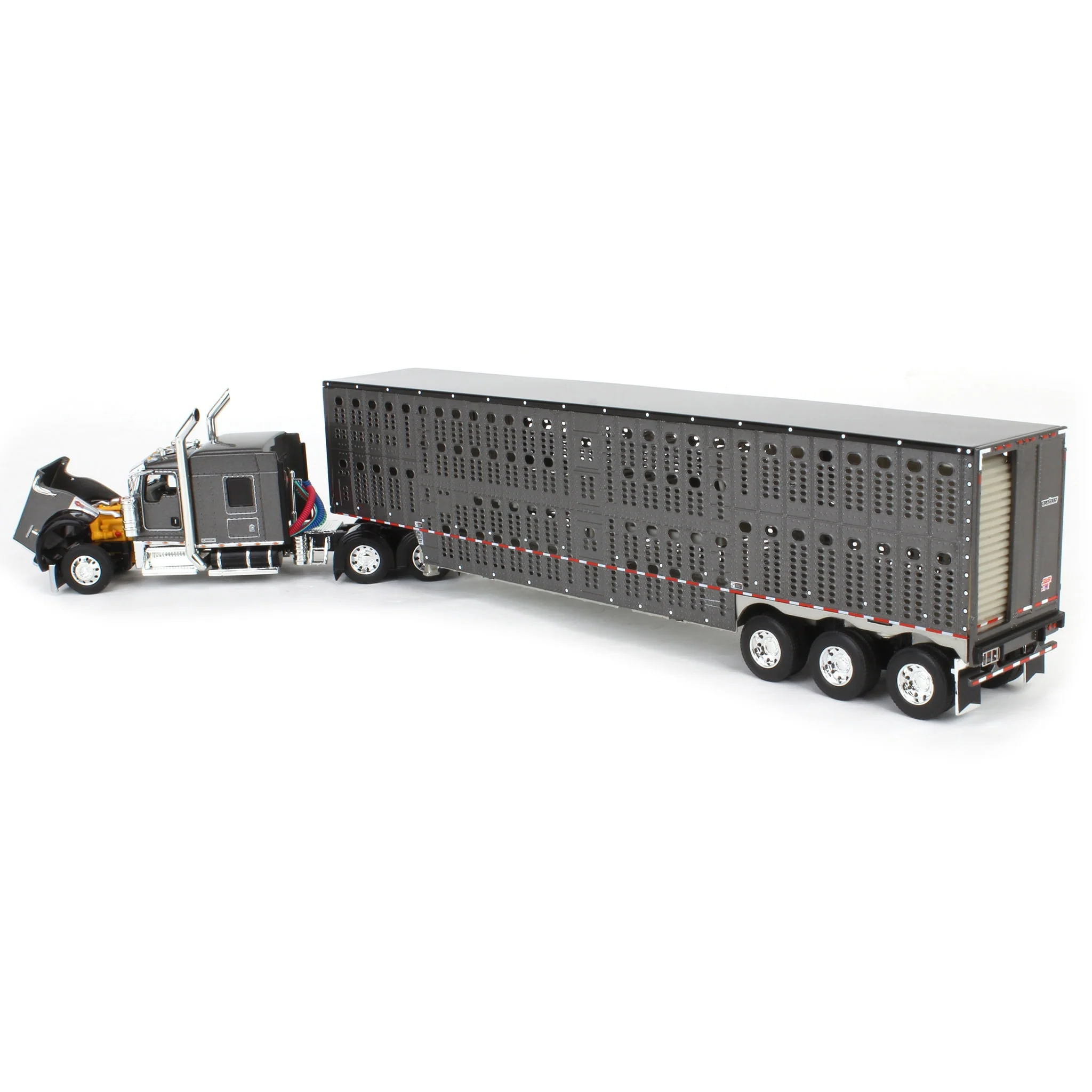 1/64 Gray & Black Kenworth Truck with Wilson Livestock Trailer, DCP by First Gear - Image 4