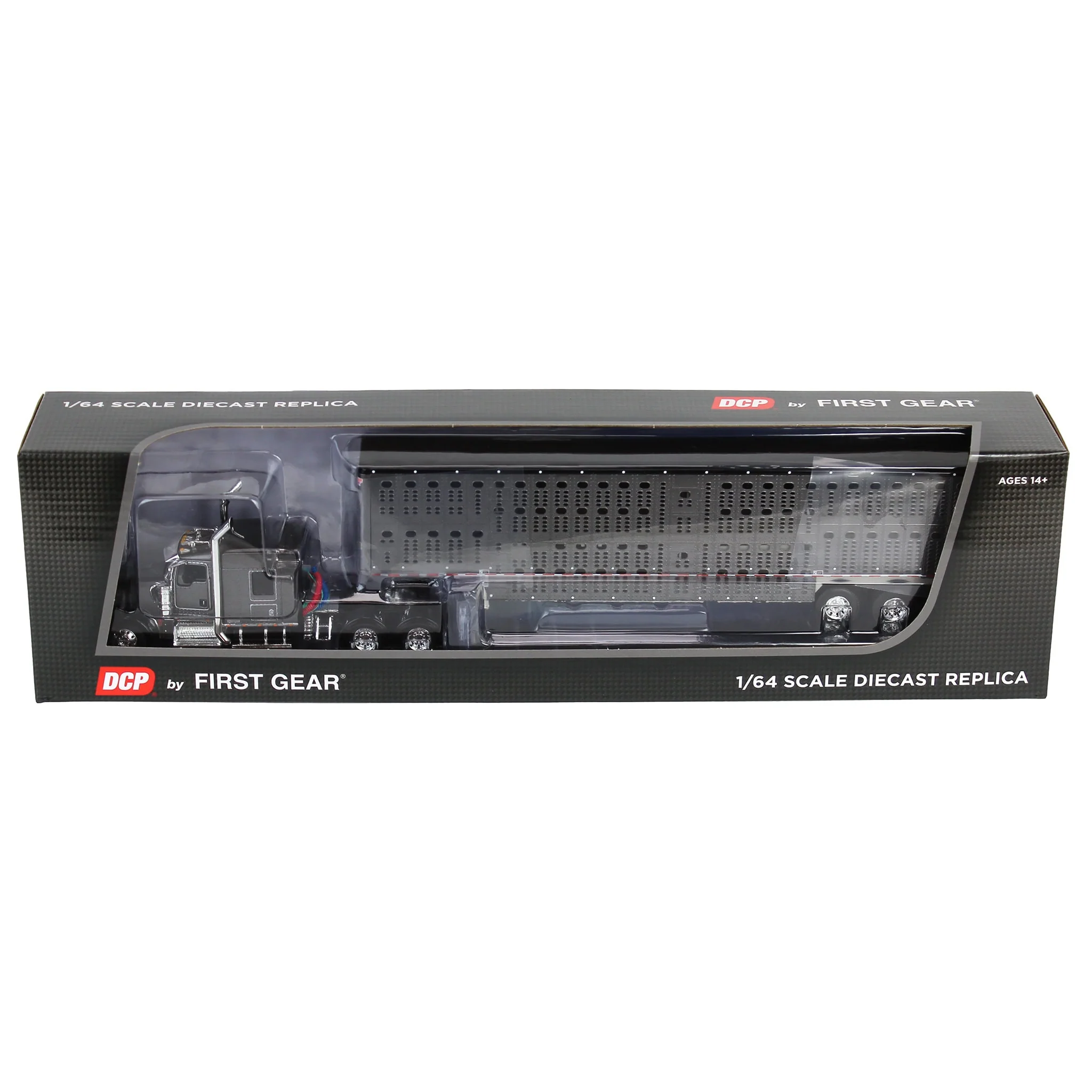 1/64 Gray & Black Kenworth Truck with Wilson Livestock Trailer, DCP by First Gear - Image 5