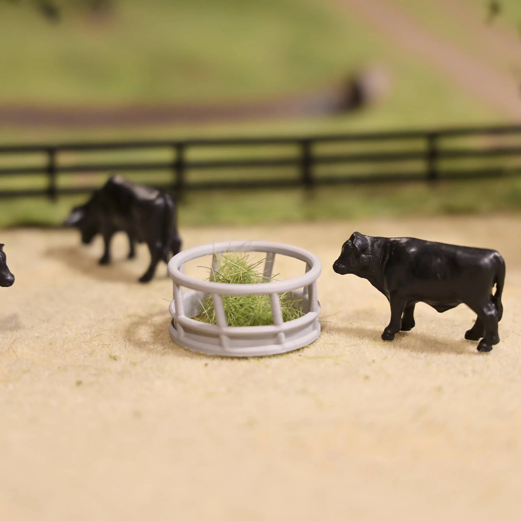 1/64 Gray Round Bale Hay Feeder 4-Pack by REVD Toys, 3D Printed - Image 5
