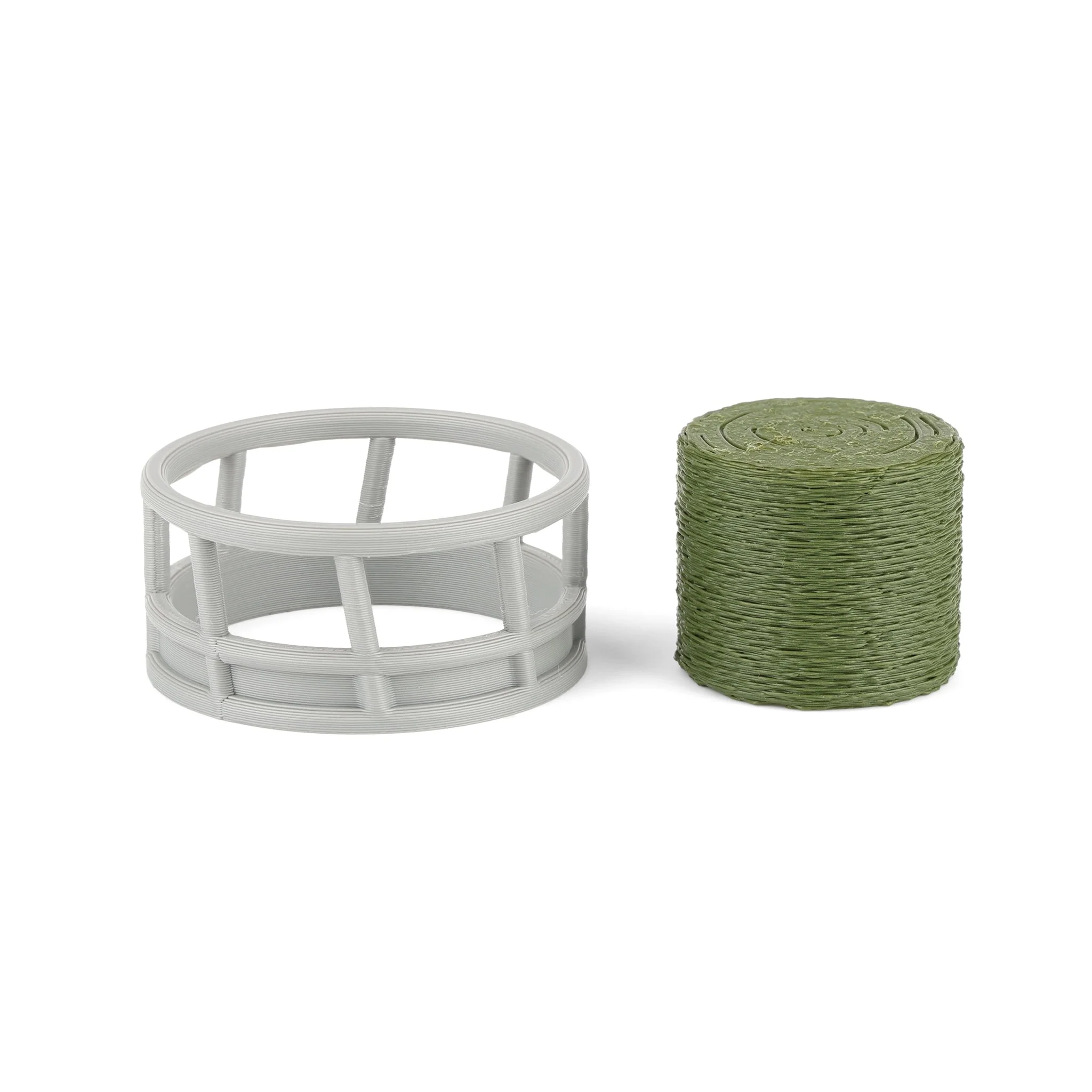 1/64 Gray Round Bale Hay Feeder with Hay Bale by REVD Toys, 3D Printed - Image 2