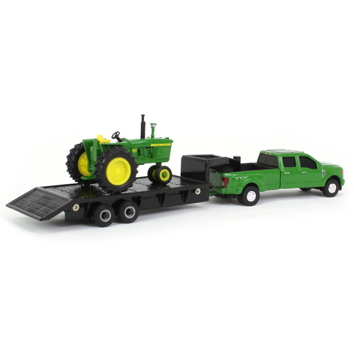 1/64 Green Ford F-350 Pickup Truck with Gooseneck Trailer & John Deere 4020 Tractor by ERTL - Image 3