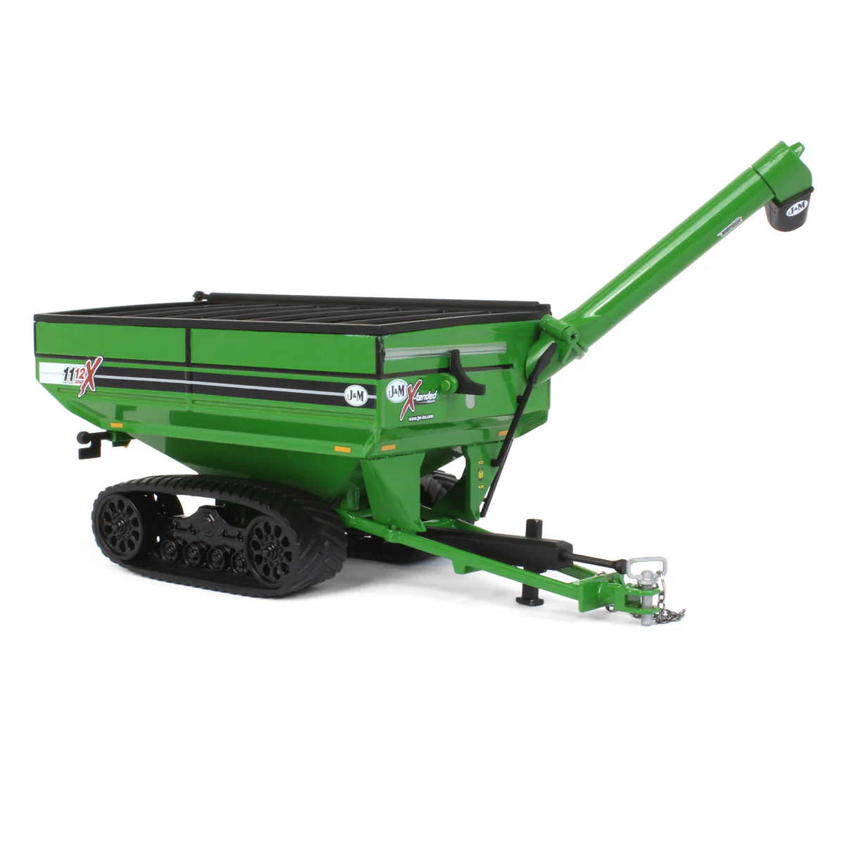 1/64 Green J&M 1112 X-Tended Reach Grain Cart with Tracks - Image 2
