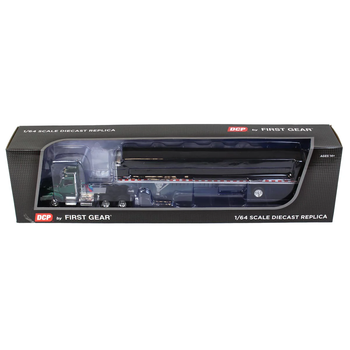 1/64 Green Kenworth T880 with Black Wilson Patriot Spread-Axle Belt Trailer, DCP by First Gear - Image 5