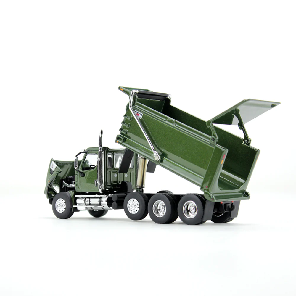 1/64 Metallic Green Western Star 49X with Ox Bodies Dump & Beaver Tail Trailer, DCP by First Gear - Image 3