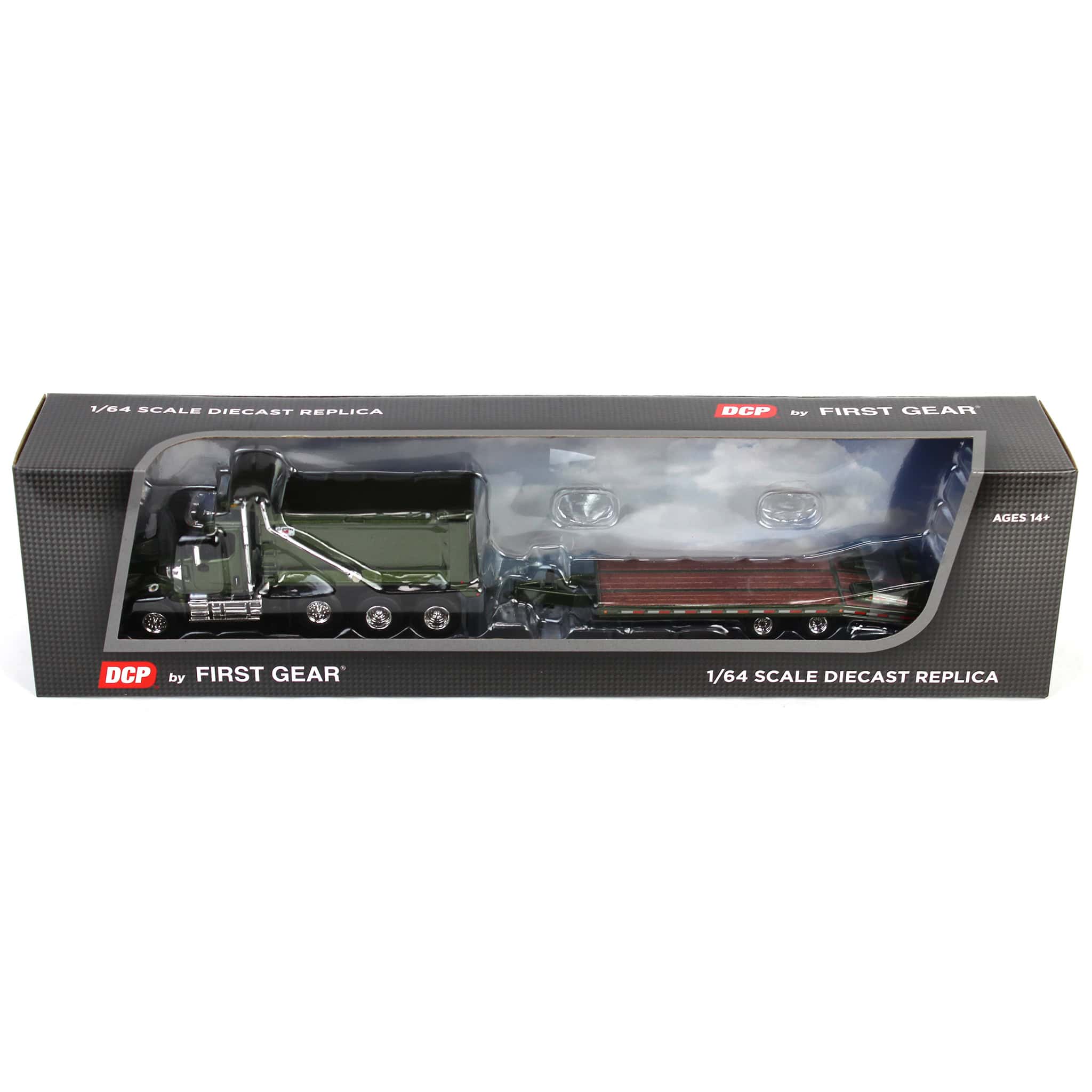 1/64 Metallic Green Western Star 49X with Ox Bodies Dump & Beaver Tail Trailer, DCP by First Gear - Image 4