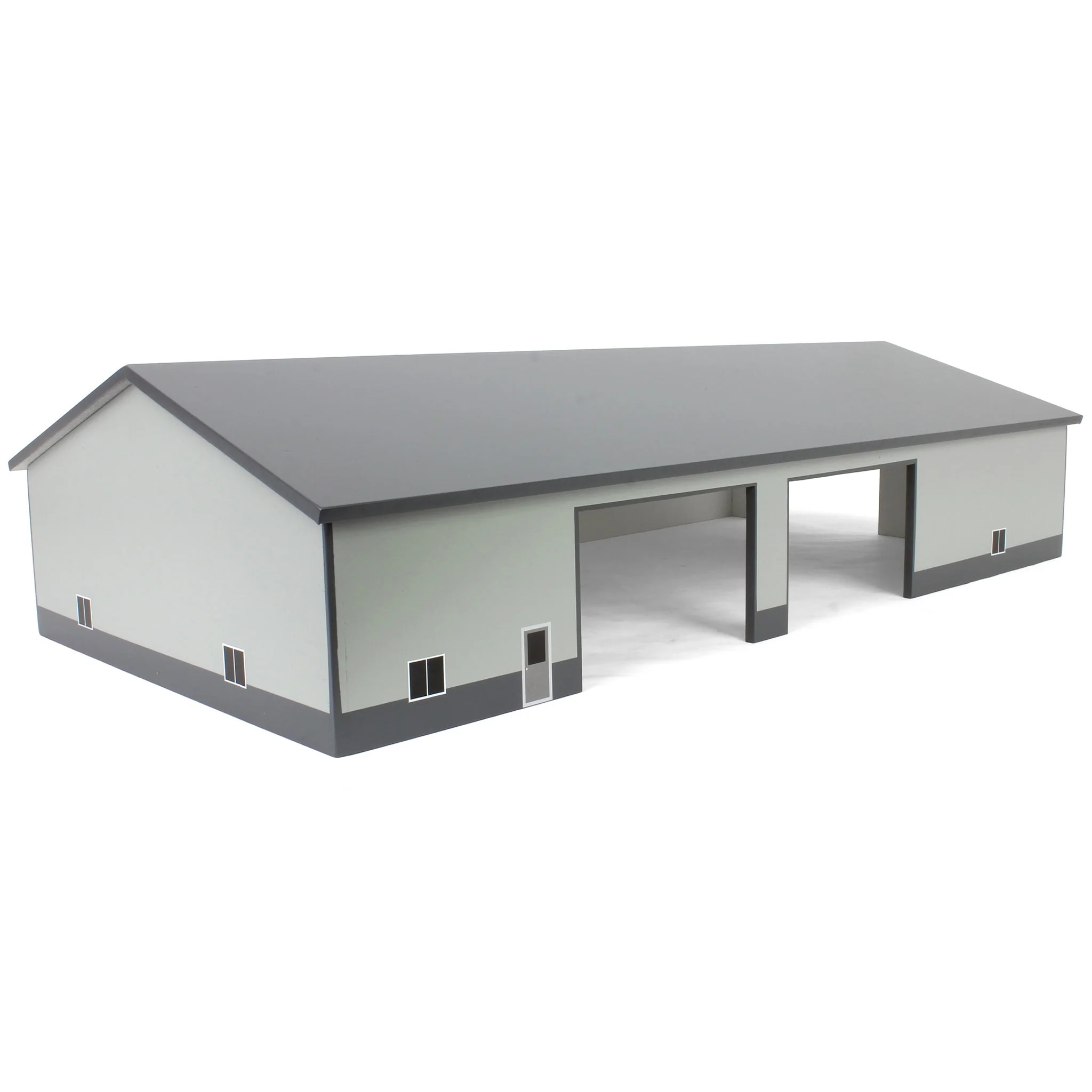 1/64 Dark & Light Gray 60ft x 120ft Wooden Implement Shed with Double Side Doors - Image 2