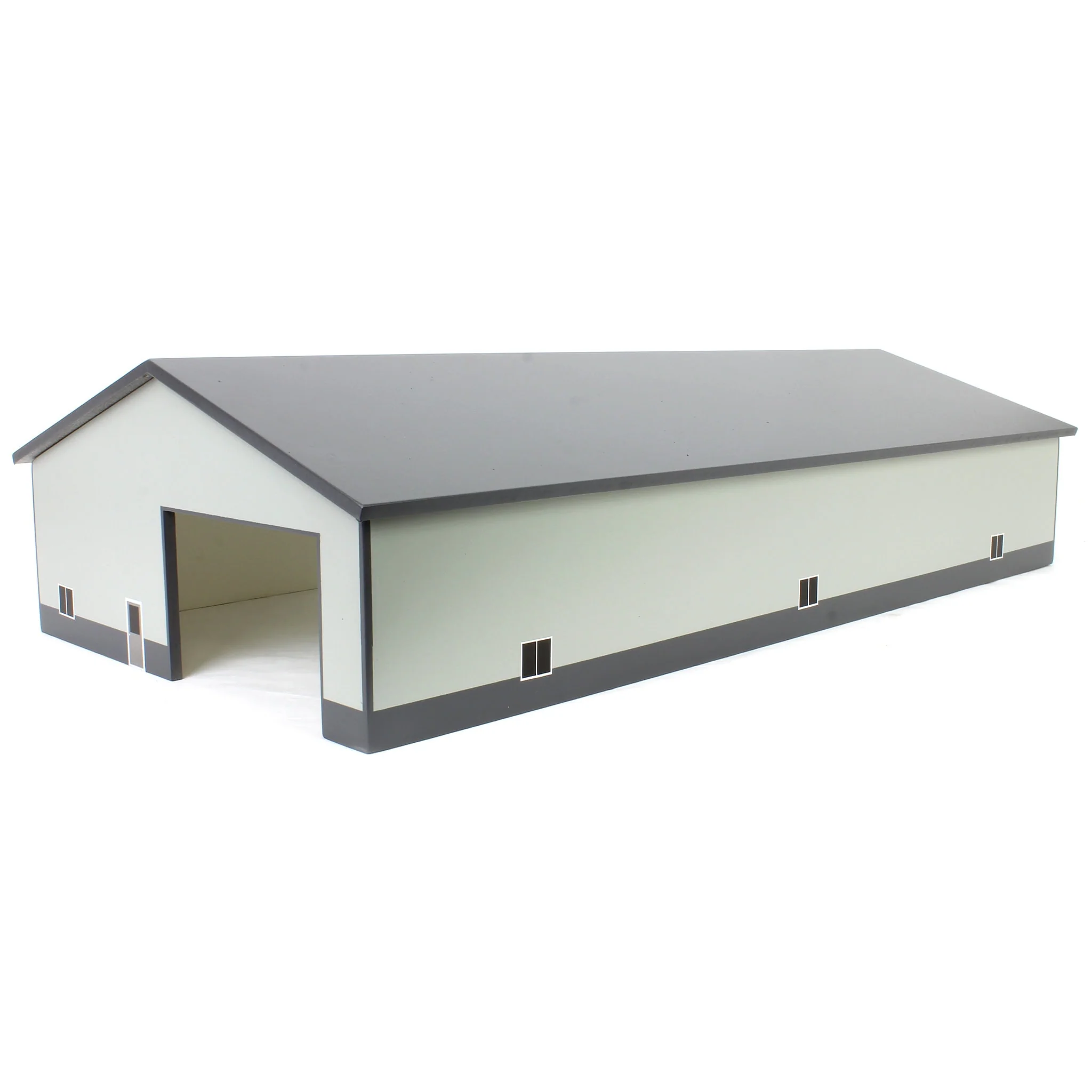 1/64 Dark & Light Gray 60ft x 120ft Wooden Implement Shed with Double Side Doors - Image 4