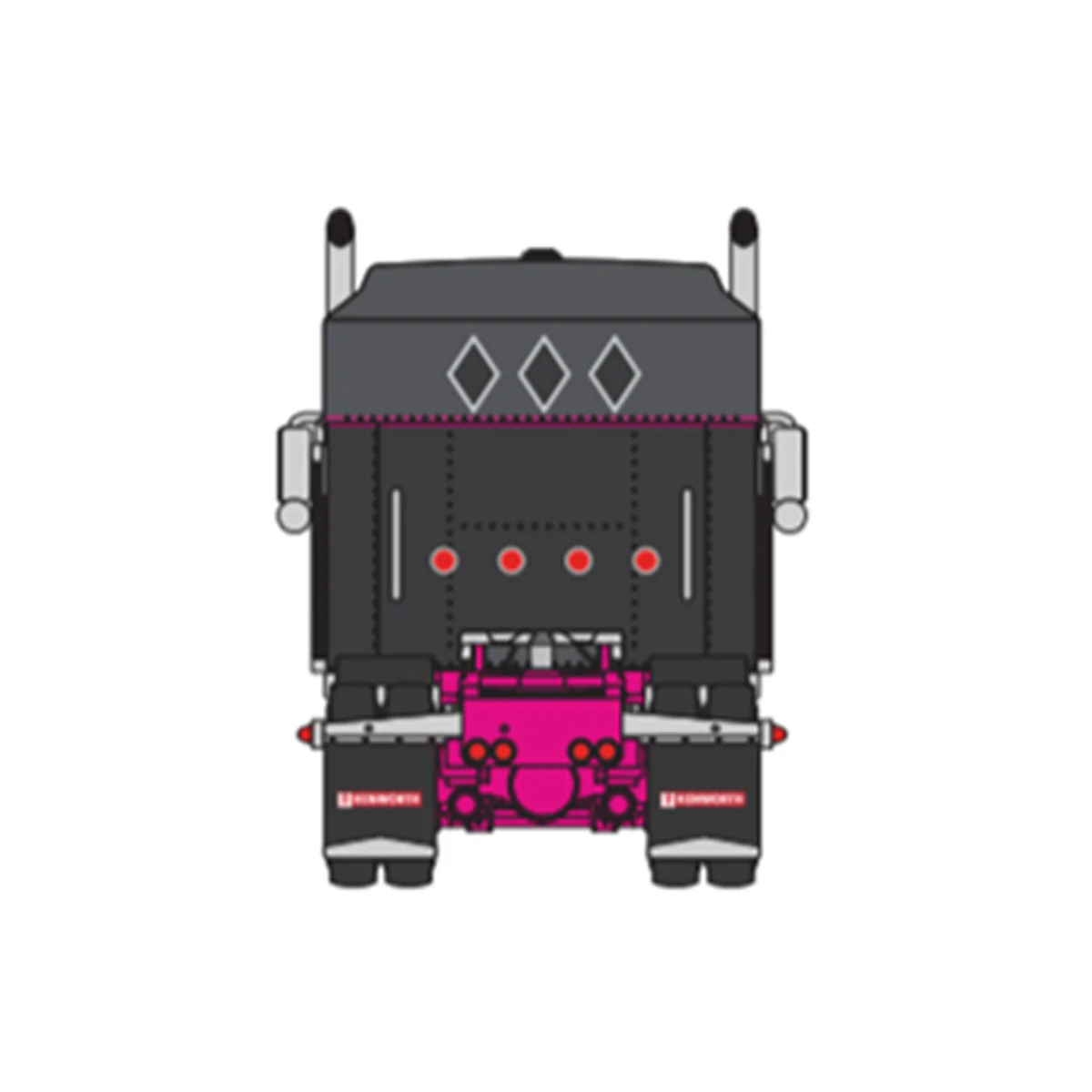 1/64 Gun Metal Gray & Pink Kenworth W900A Sleeper with Rogers Lowboy, DCP by First Gear - Image 3