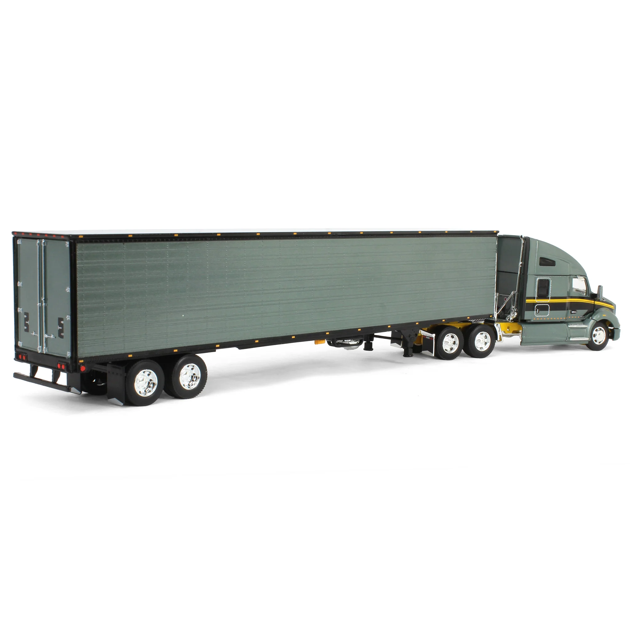 1/64 Gunmetal Gray Kenworth T680 Sleeper with Tandem-Axle Reefer Trailer, DCP by First Gear - Image 3