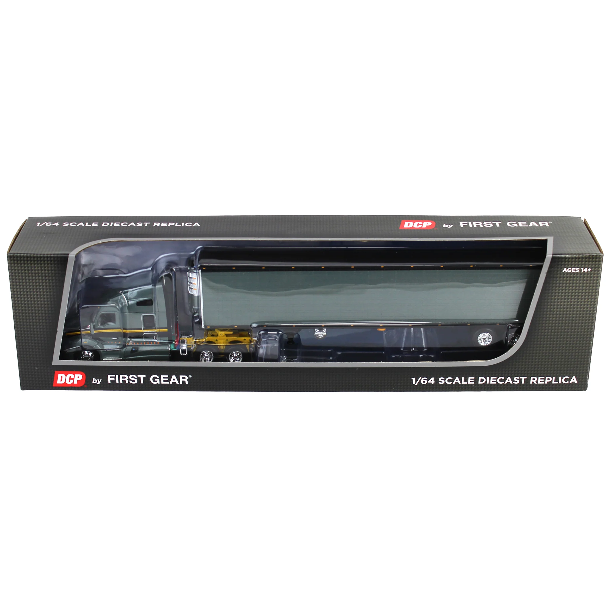 1/64 Gunmetal Gray Kenworth T680 Sleeper with Tandem-Axle Reefer Trailer, DCP by First Gear - Image 5