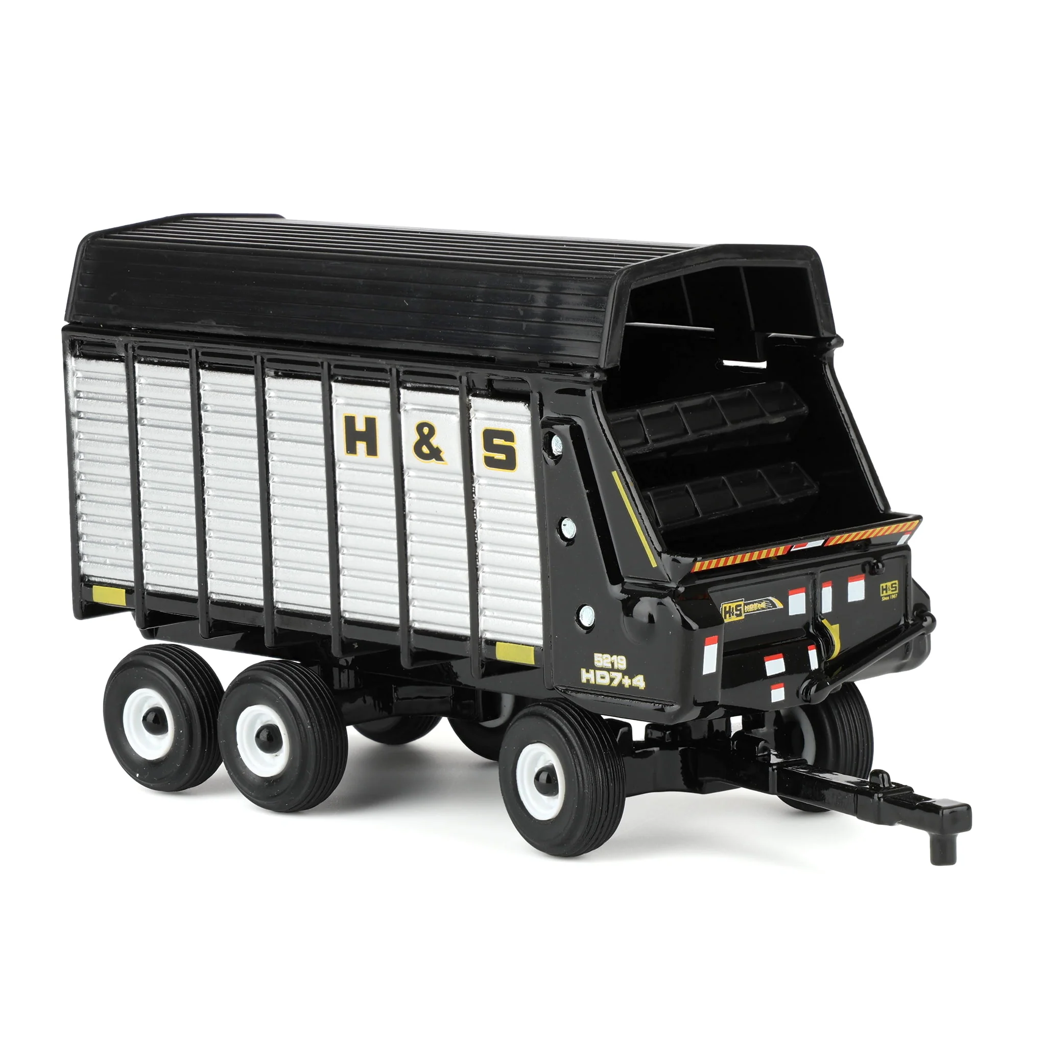 1/64 H&S HD7+4 52-18 Tandem-Axle Forage Wagon by ERTL, Black & Silver - Image 2