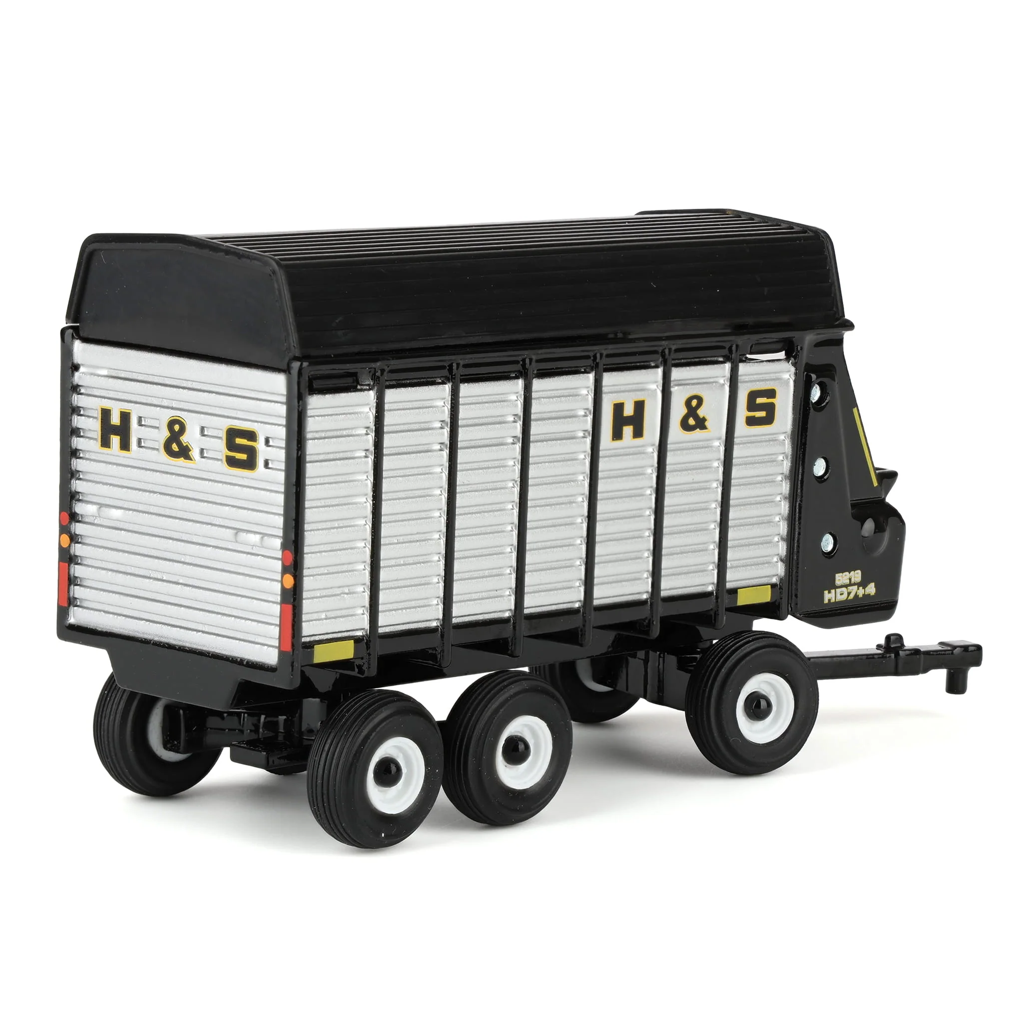 1/64 H&S HD7+4 52-18 Tandem-Axle Forage Wagon by ERTL, Black & Silver - Image 3