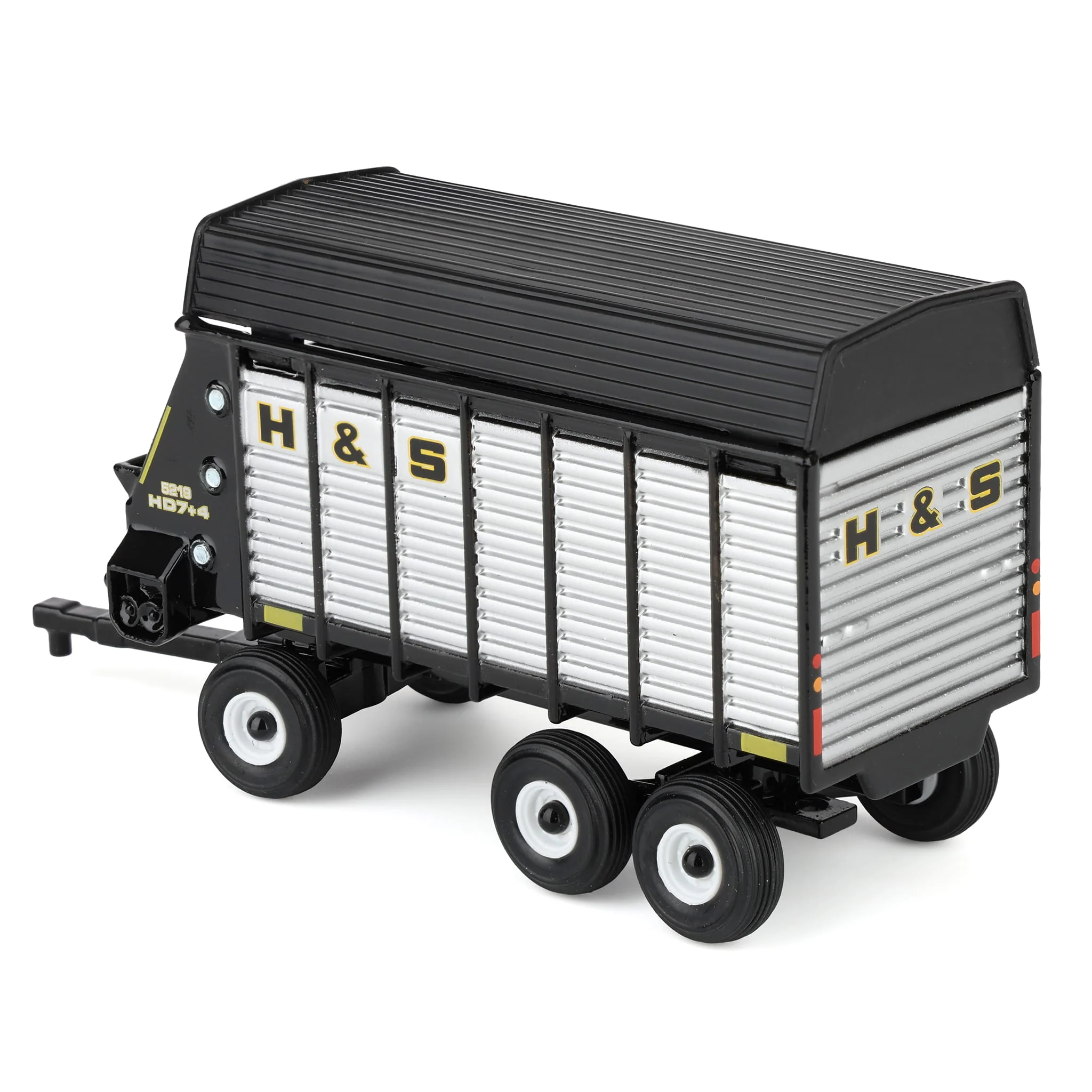 1/64 H&S HD7+4 52-18 Tandem-Axle Forage Wagon by ERTL, Black & Silver - Image 4
