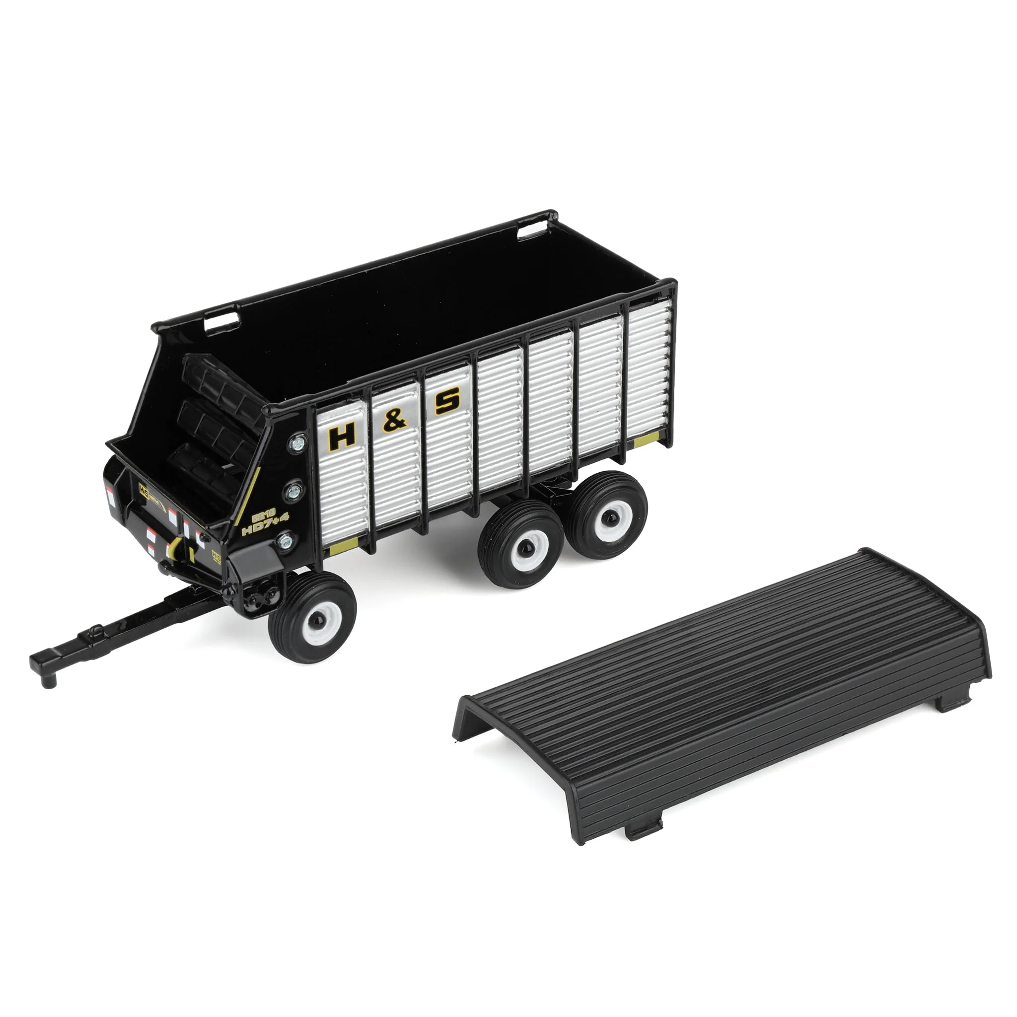 1/64 H&S HD7+4 52-18 Tandem-Axle Forage Wagon by ERTL, Black & Silver - Image 5