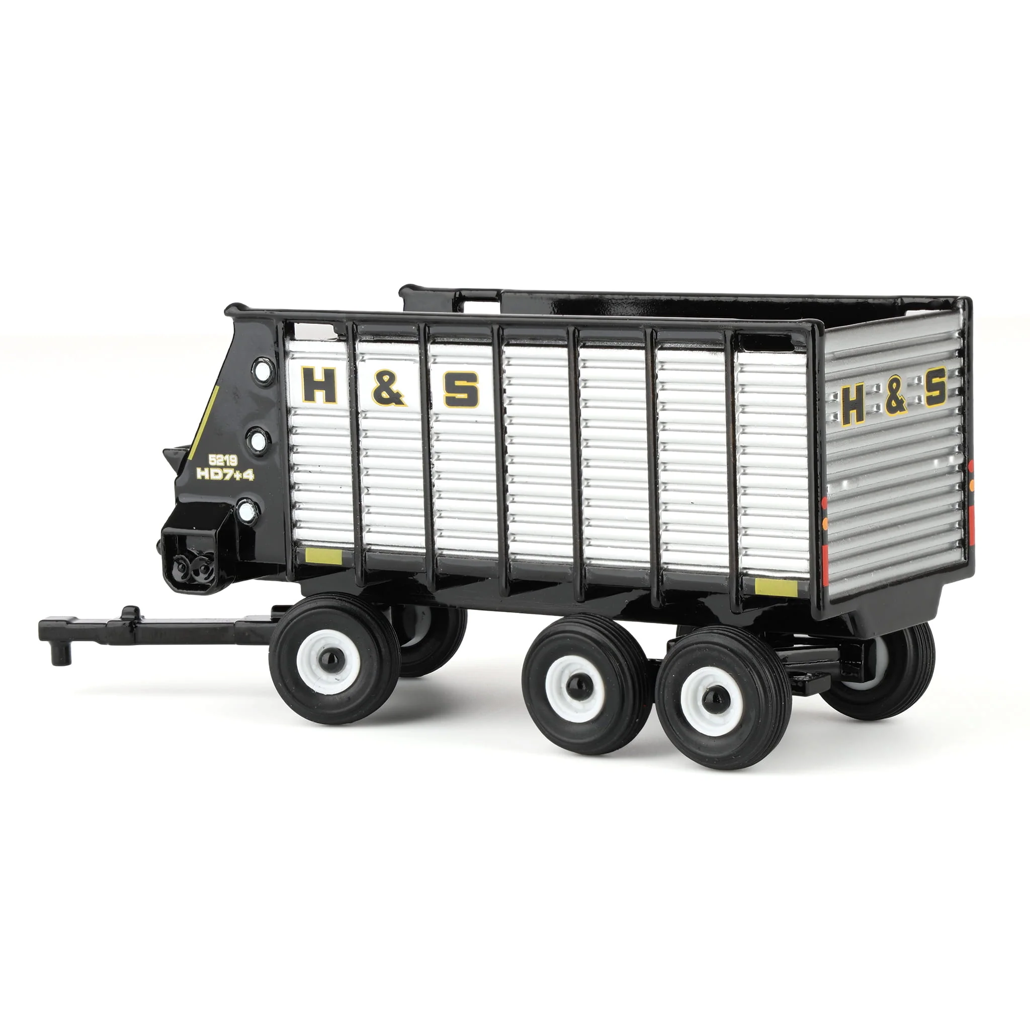 1/64 H&S HD7+4 52-18 Tandem-Axle Forage Wagon by ERTL, Black & Silver - Image 6