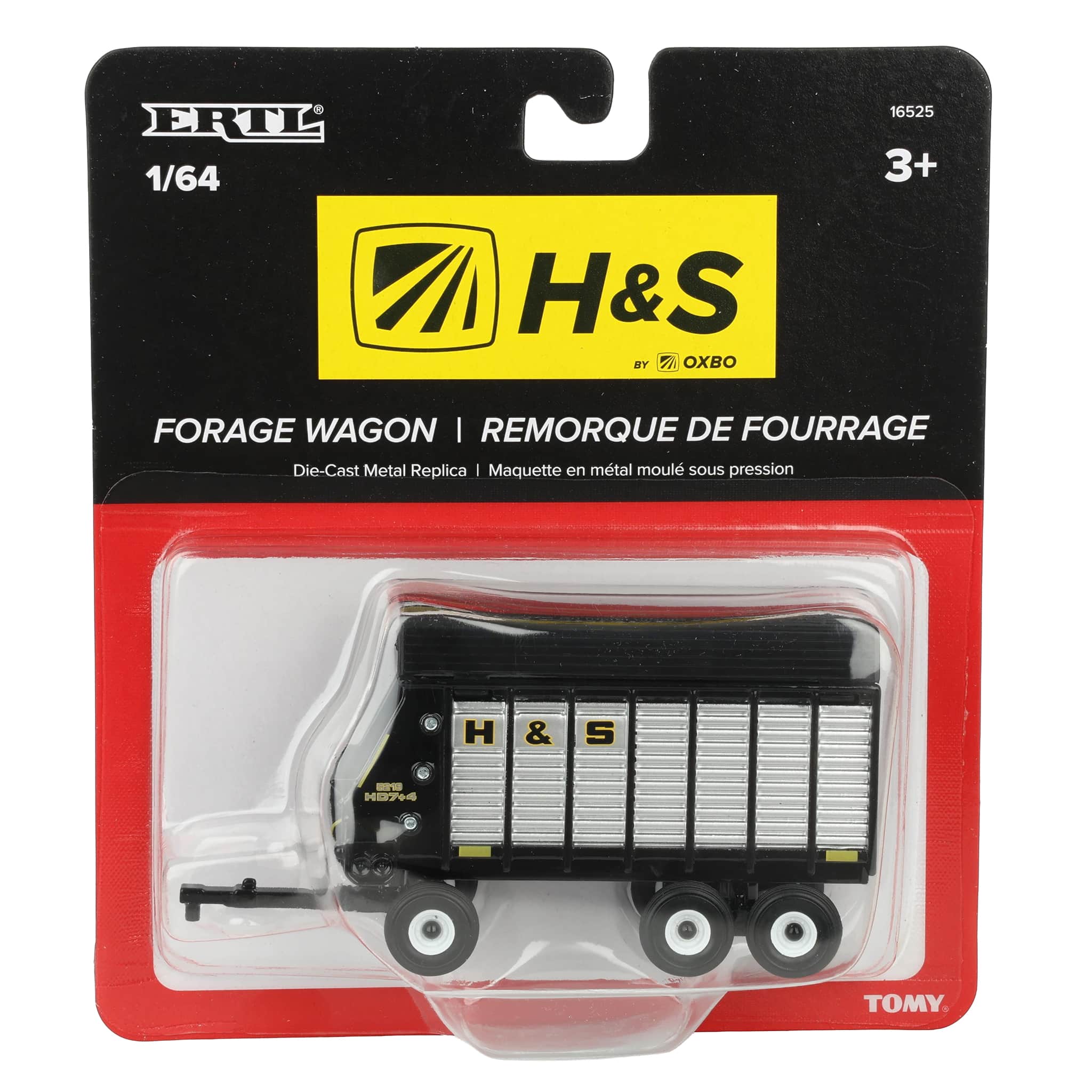 1/64 H&S HD7+4 52-18 Tandem-Axle Forage Wagon by ERTL, Black & Silver - Image 7