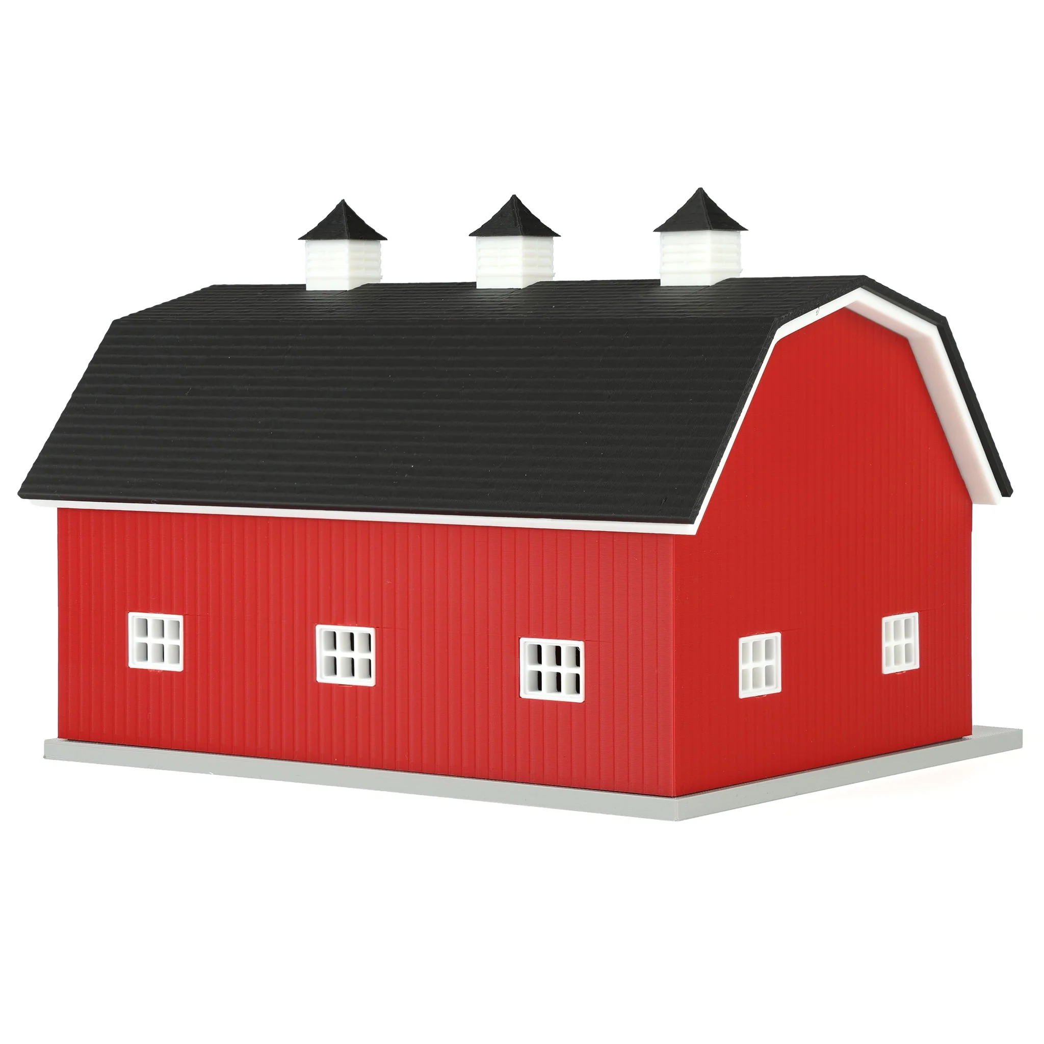 1/64 Red Hip Roof Barn with White Trim & Shingled Roof by REVD Toys, 3D Printed - Image 2