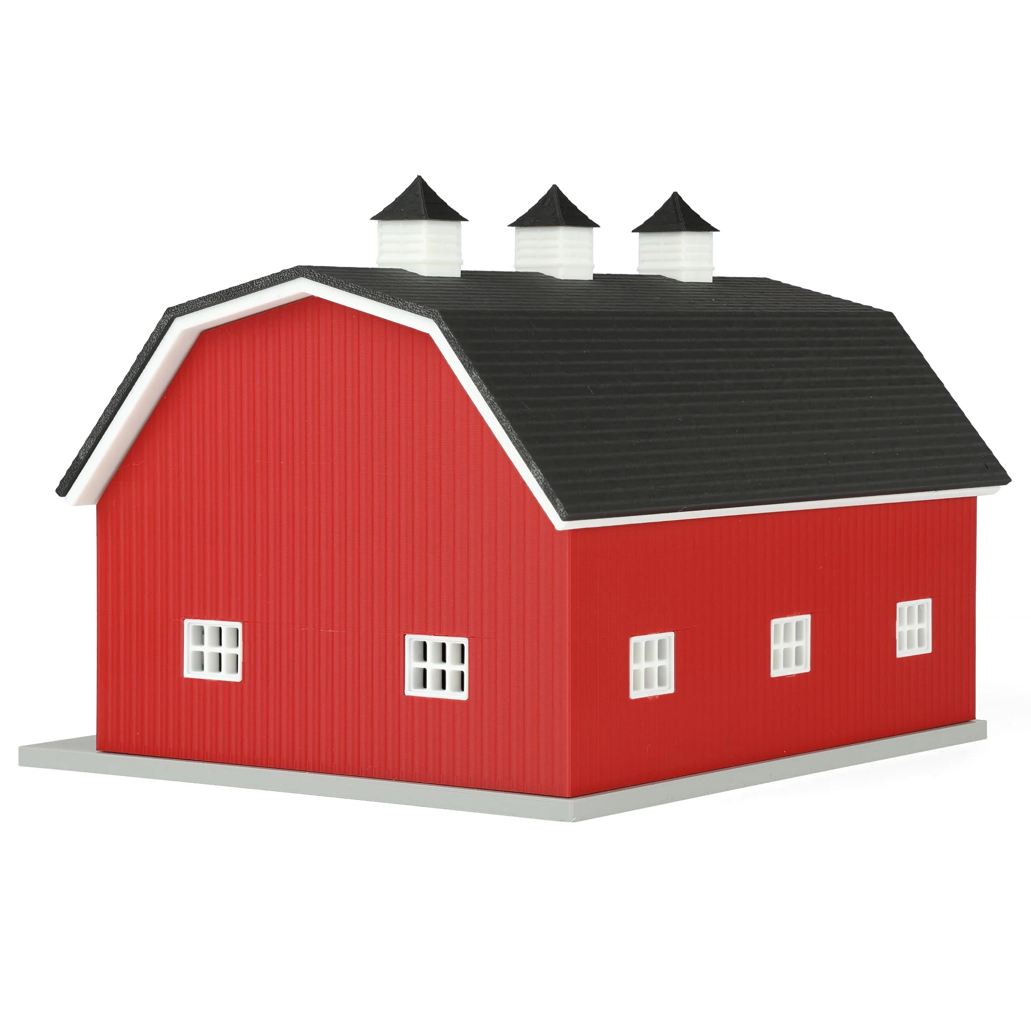 1/64 Red Hip Roof Barn with White Trim & Shingled Roof by REVD Toys, 3D Printed - Image 3