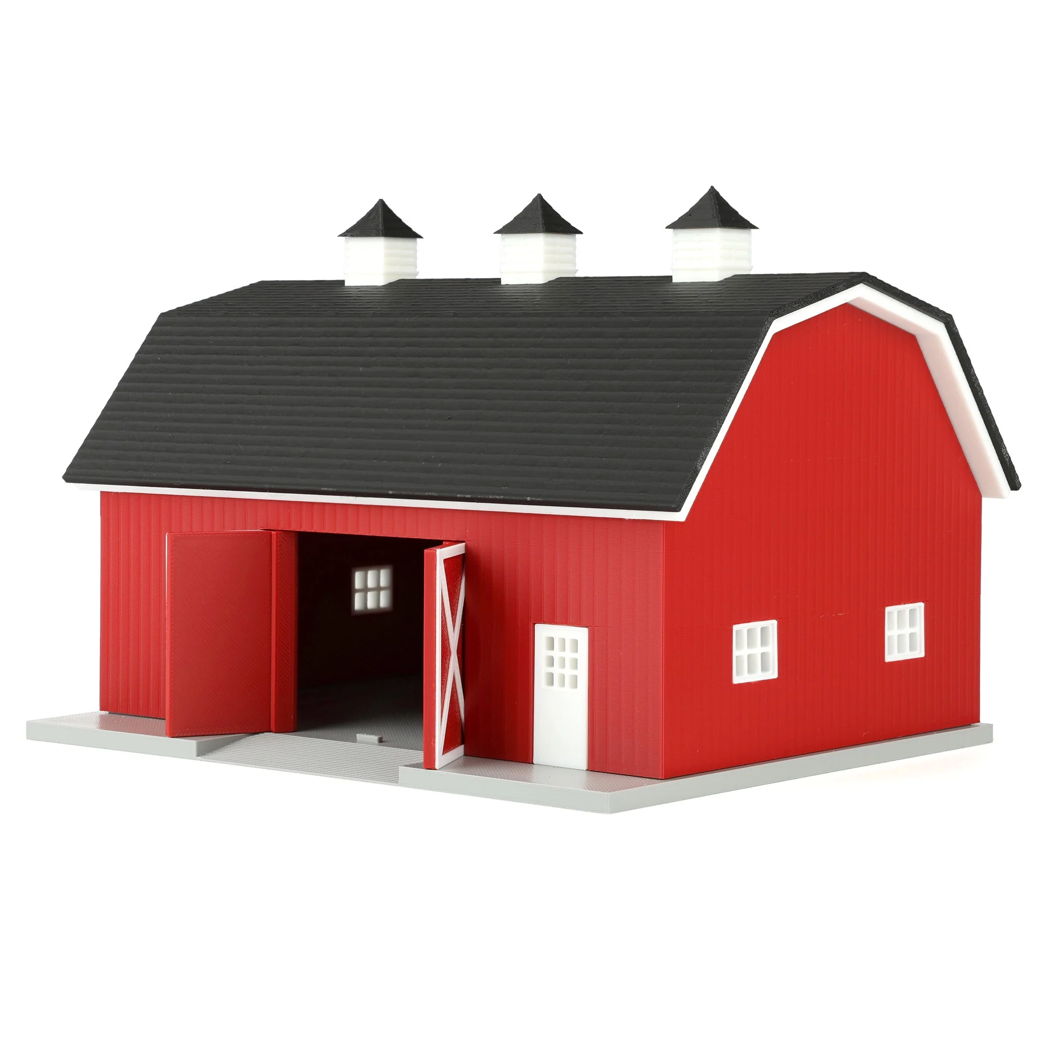 1/64 Red Hip Roof Barn with White Trim & Shingled Roof by REVD Toys, 3D Printed - Image 4
