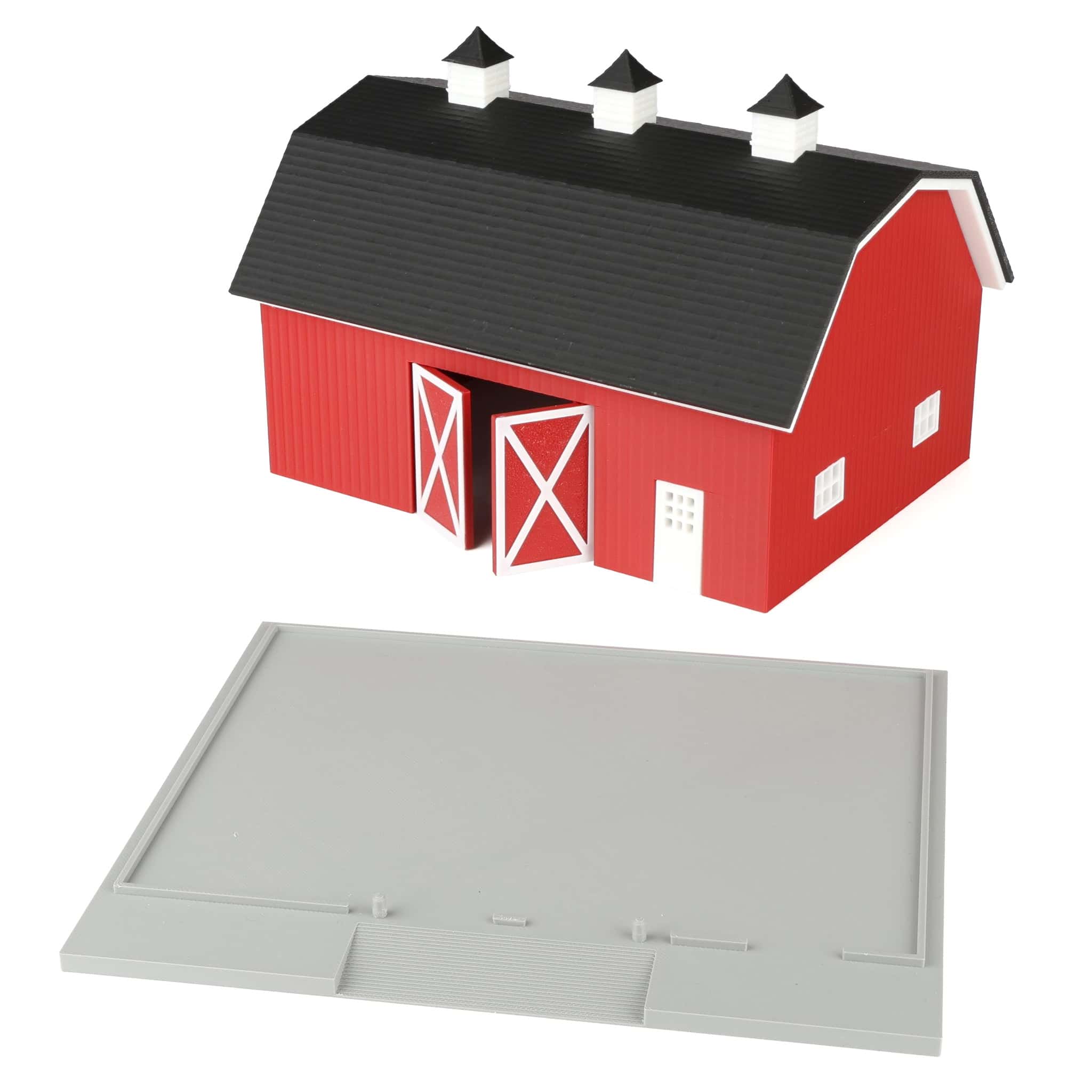 1/64 Red Hip Roof Barn with White Trim & Shingled Roof by REVD Toys, 3D Printed - Image 6