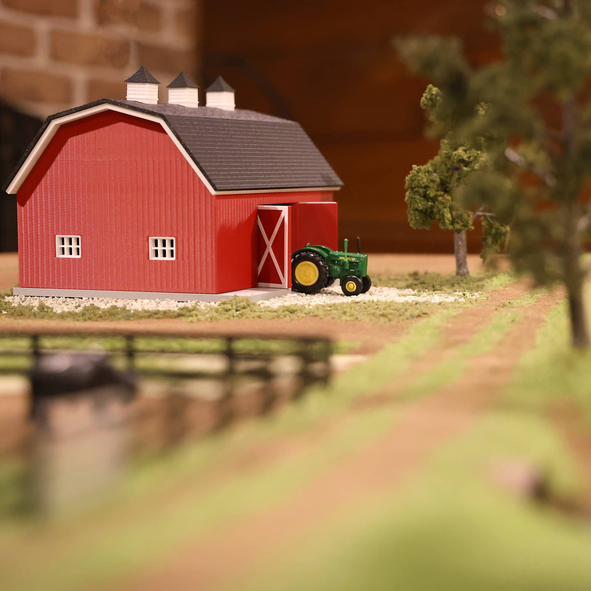 1/64 Red Hip Roof Barn with White Trim & Shingled Roof by REVD Toys, 3D Printed - Image 7