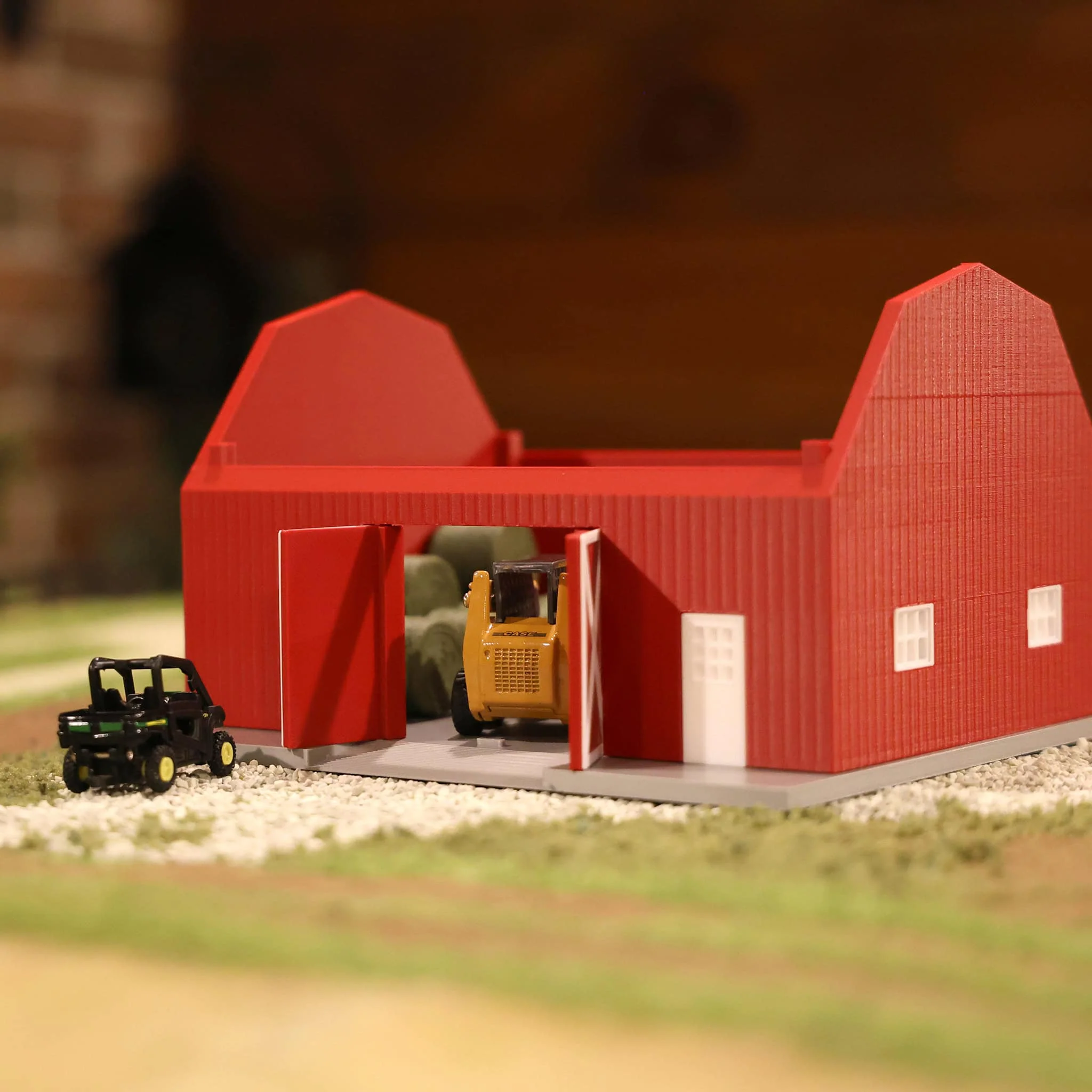 1/64 Red Hip Roof Barn with White Trim & Shingled Roof by REVD Toys, 3D Printed - Image 9