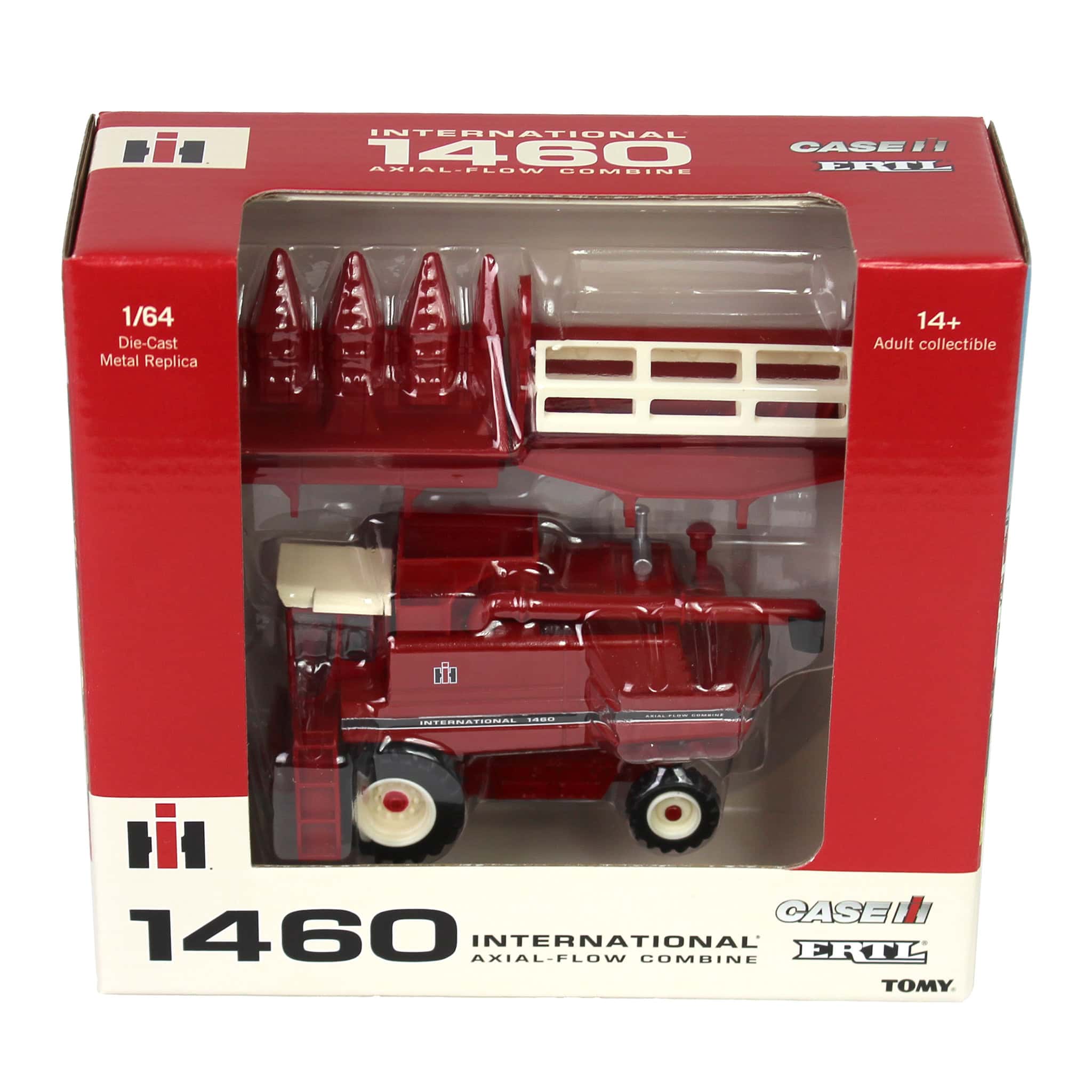 1/64 International 1460 Combine with Rear Wheel Assist, Corn Head & Grain Head by ERTL - Image 10