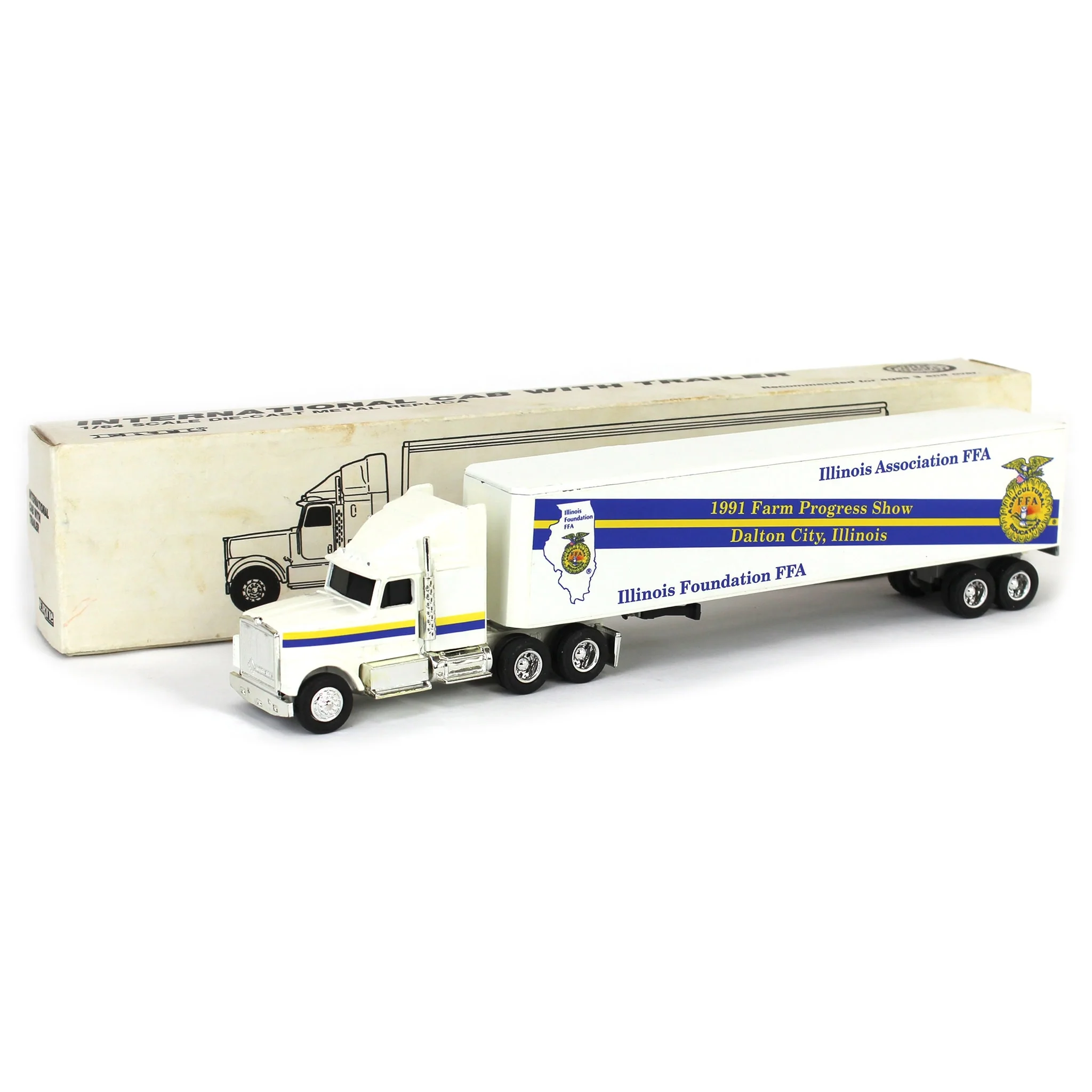 1/64 International Navistar Semi Truck with Illinois Association FFA Box Trailer, 1991 Farm Progress Show