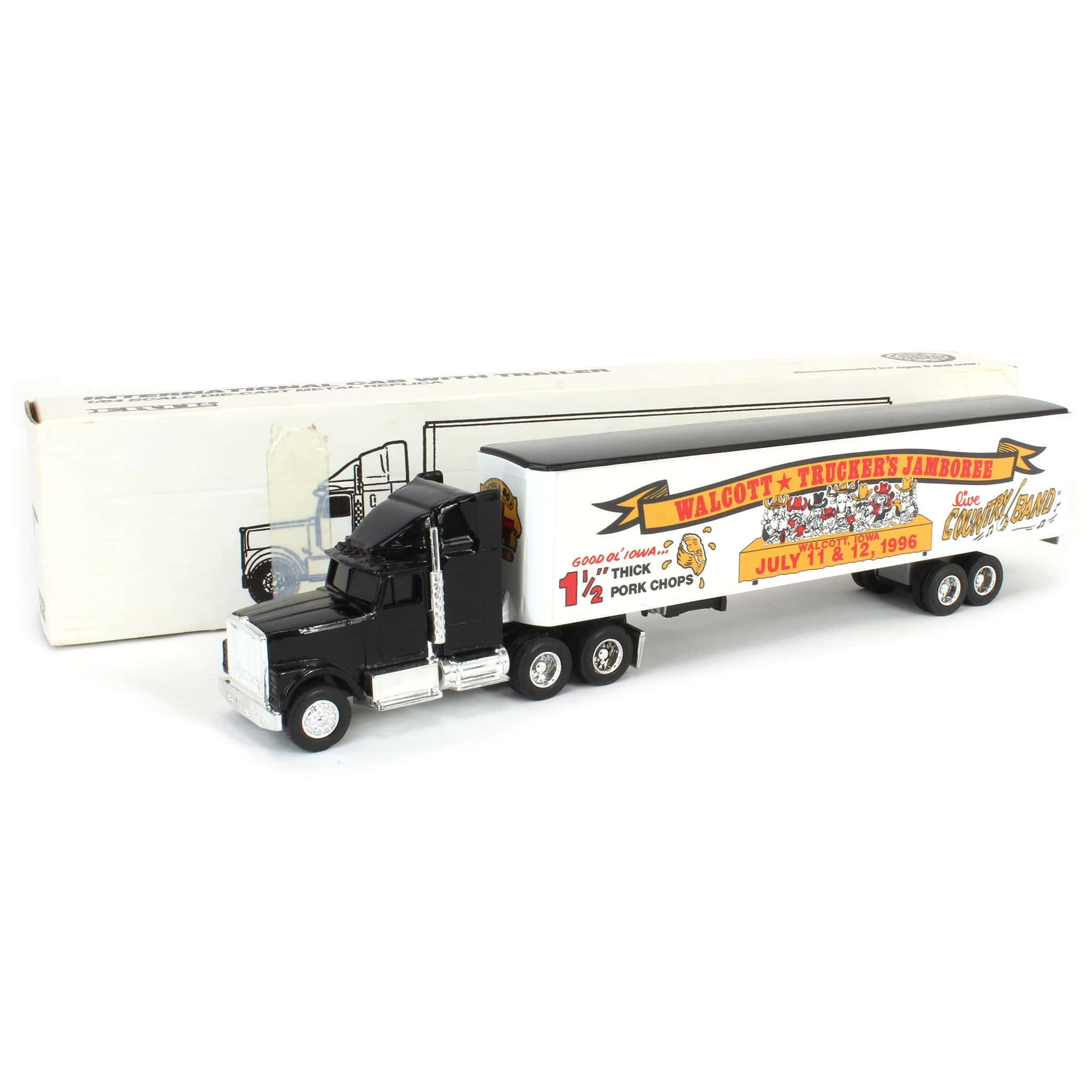 1/64 International Navistar Semi Truck with Sleeper Cab & 1996 Walcott Trucker's Jamboree Box Trailer by ERTL