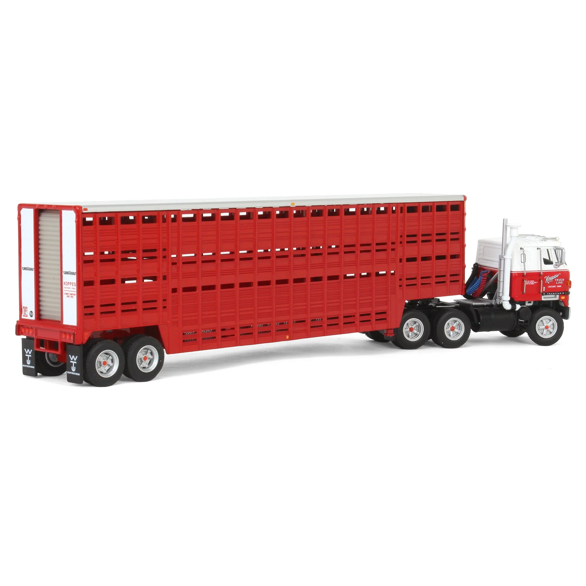 1/64 International TranStar COE Semi Truck with 45ft Wilson Livestock Trailer, Koppes Truck Line, DCP by First Gear - Image 3