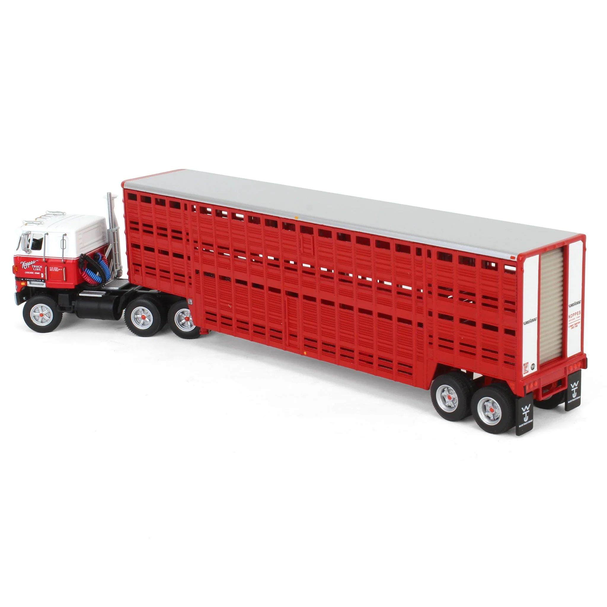 1/64 International TranStar COE Semi Truck with 45ft Wilson Livestock Trailer, Koppes Truck Line, DCP by First Gear - Image 4