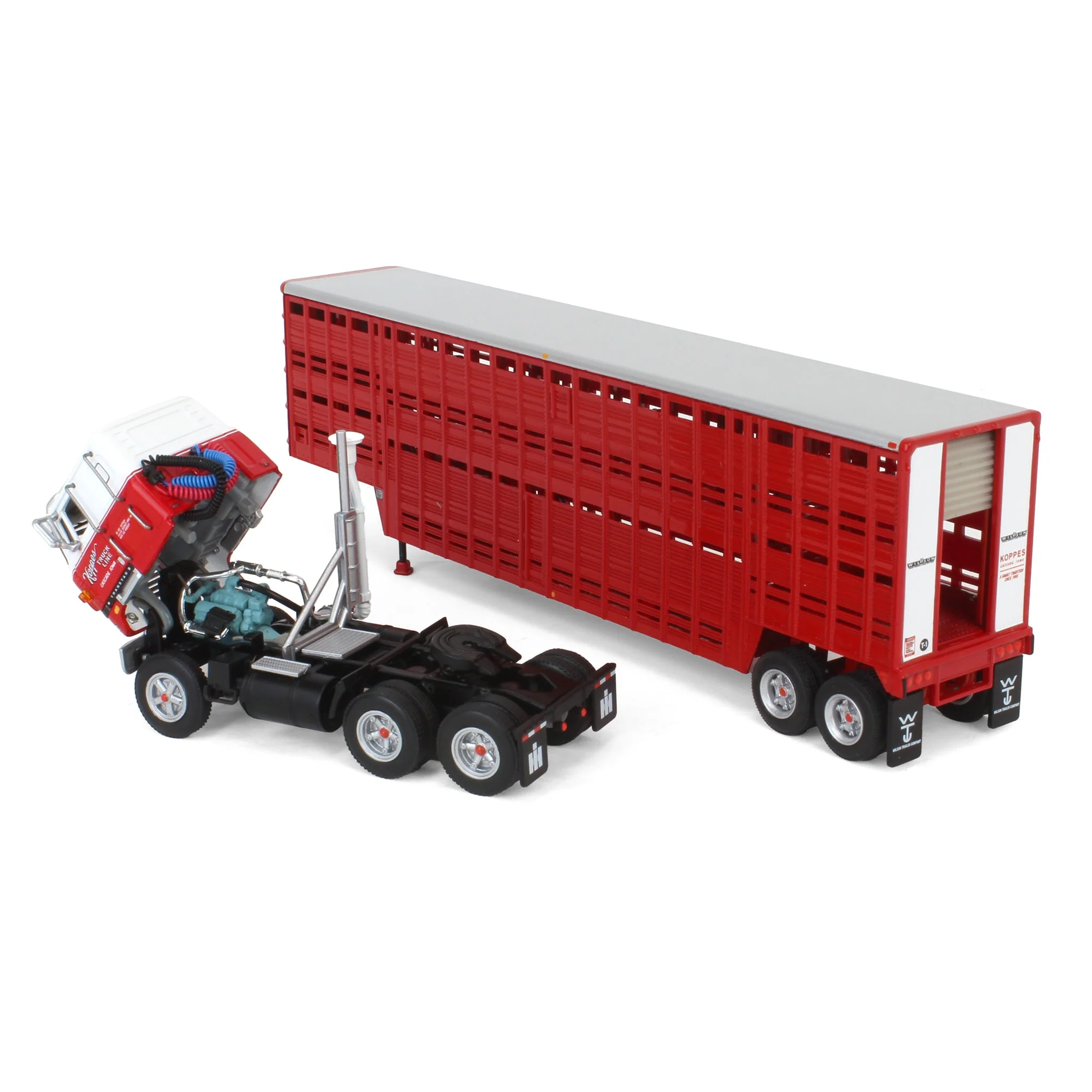 1/64 International TranStar COE Semi Truck with 45ft Wilson Livestock Trailer, Koppes Truck Line, DCP by First Gear - Image 5