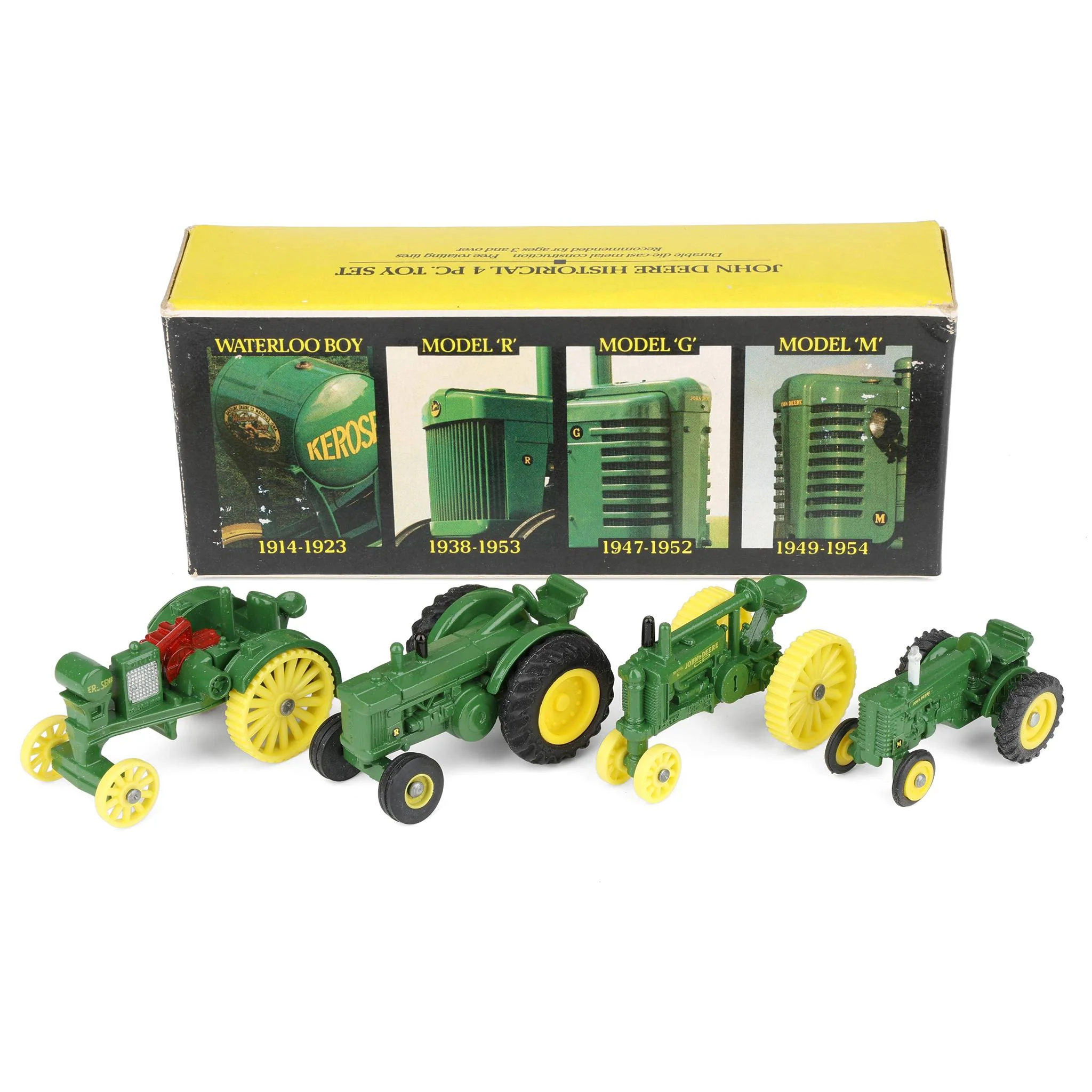 1/64 John Deere Tractors 4 Piece Historical Boxed Set with Waterloo Boy, R, G & M by ERTL