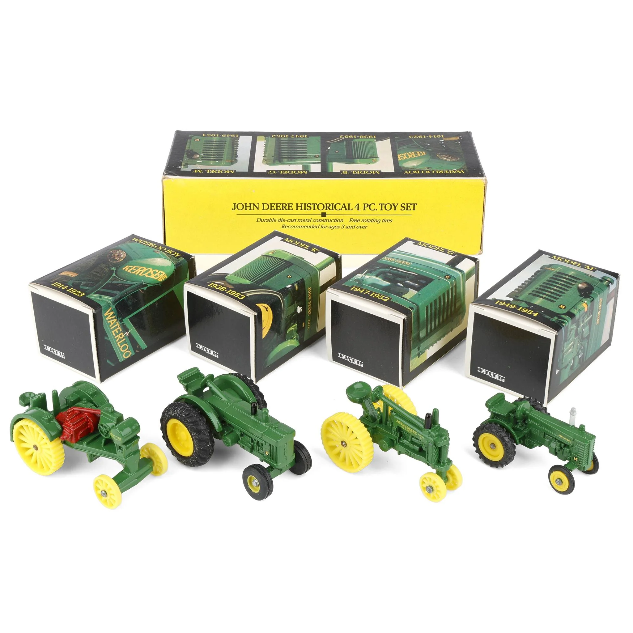 1/64 John Deere Tractors 4 Piece Historical Boxed Set with Waterloo Boy, R, G & M by ERTL - Image 2