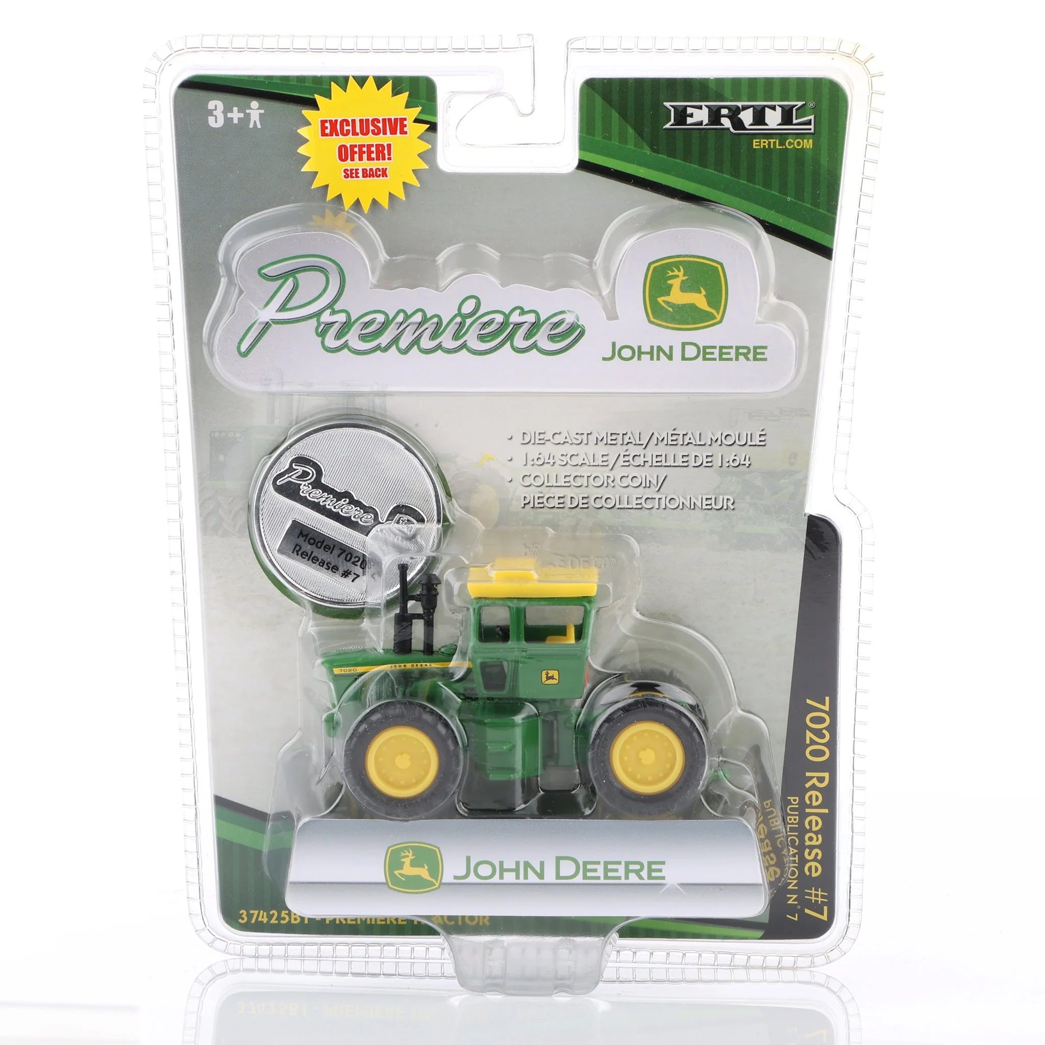 1/64 John Deere 7020 Tractor, ERTL Premiere Series II #7 with Medallion