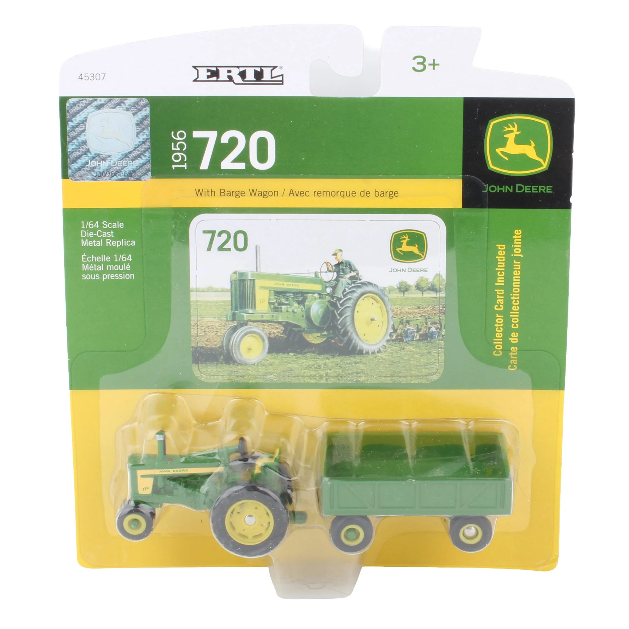 1/64 John Deere 720 Tractor with Narrow Front & Barge Wagon by ERTL