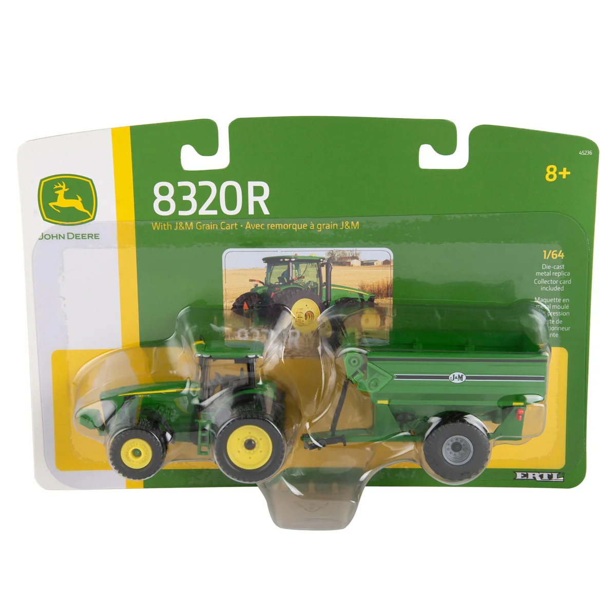 1/64 John Deere 8320R Tractor with Duals & J&M Grain Cart by ERTL - Image 7
